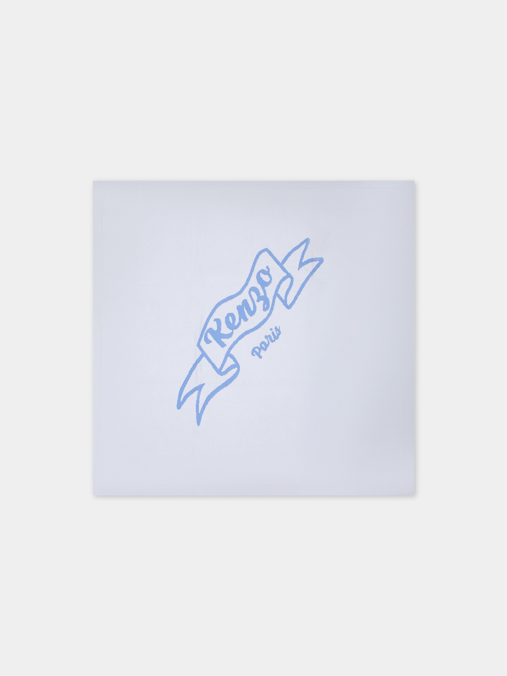 Coperta celeste per neonato con logo,Kenzo Kids,K60018 771