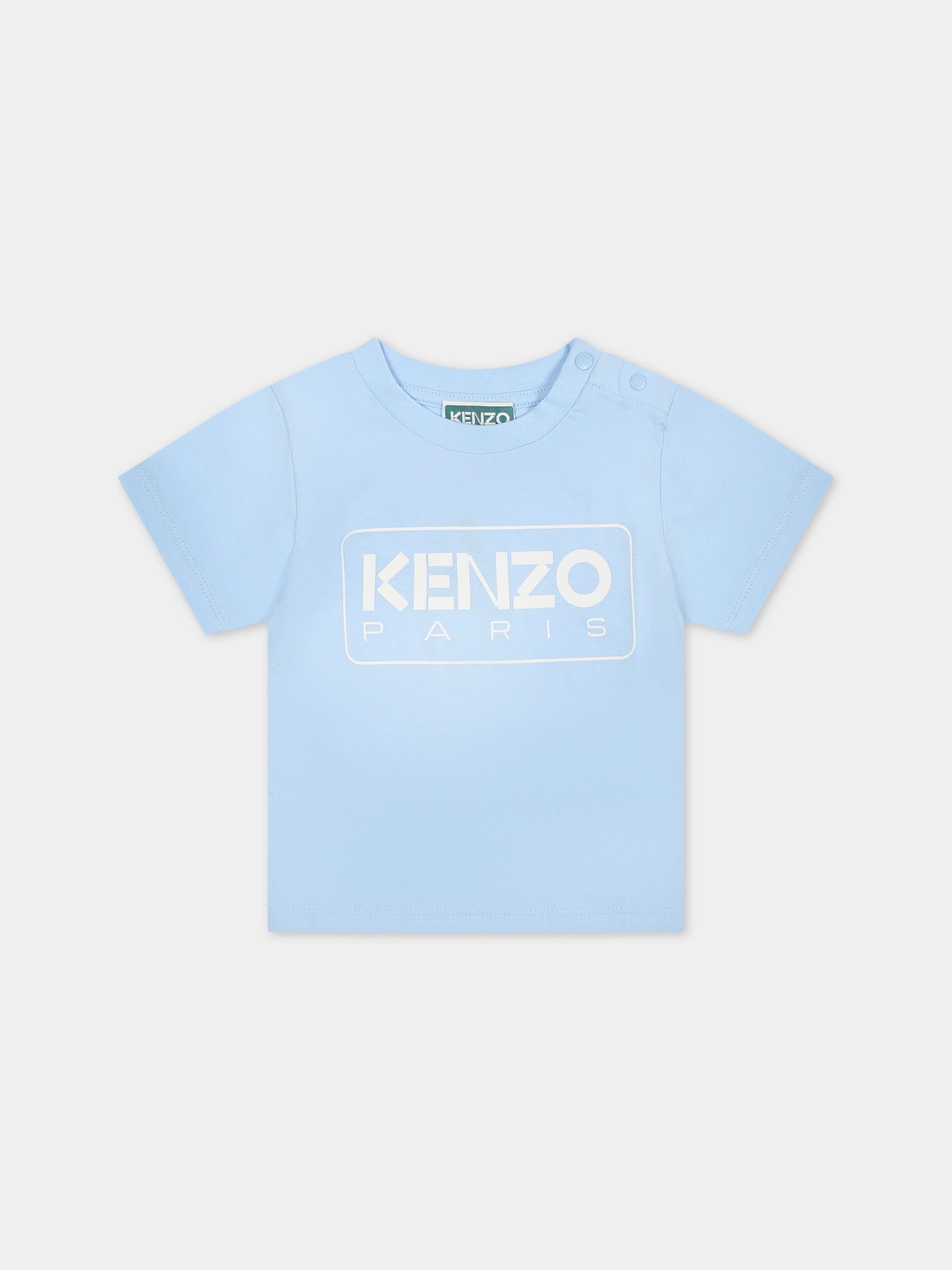 T-shirt celeste per neonato con logo,Kenzo Kids,K60161 79H