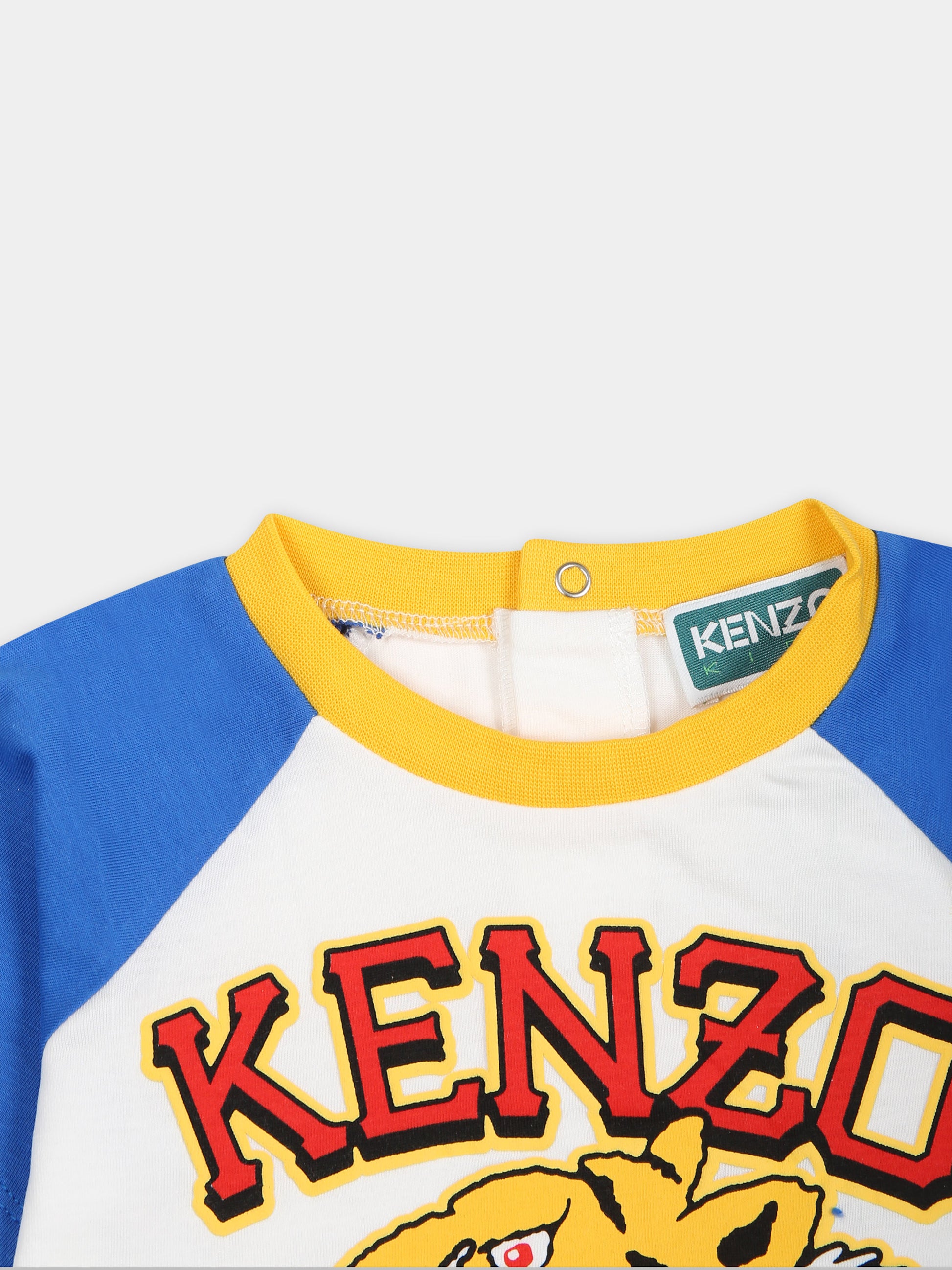 T-shirt bianca per neonato con stampa iconica tigre,Kenzo Kids,K60156 12P