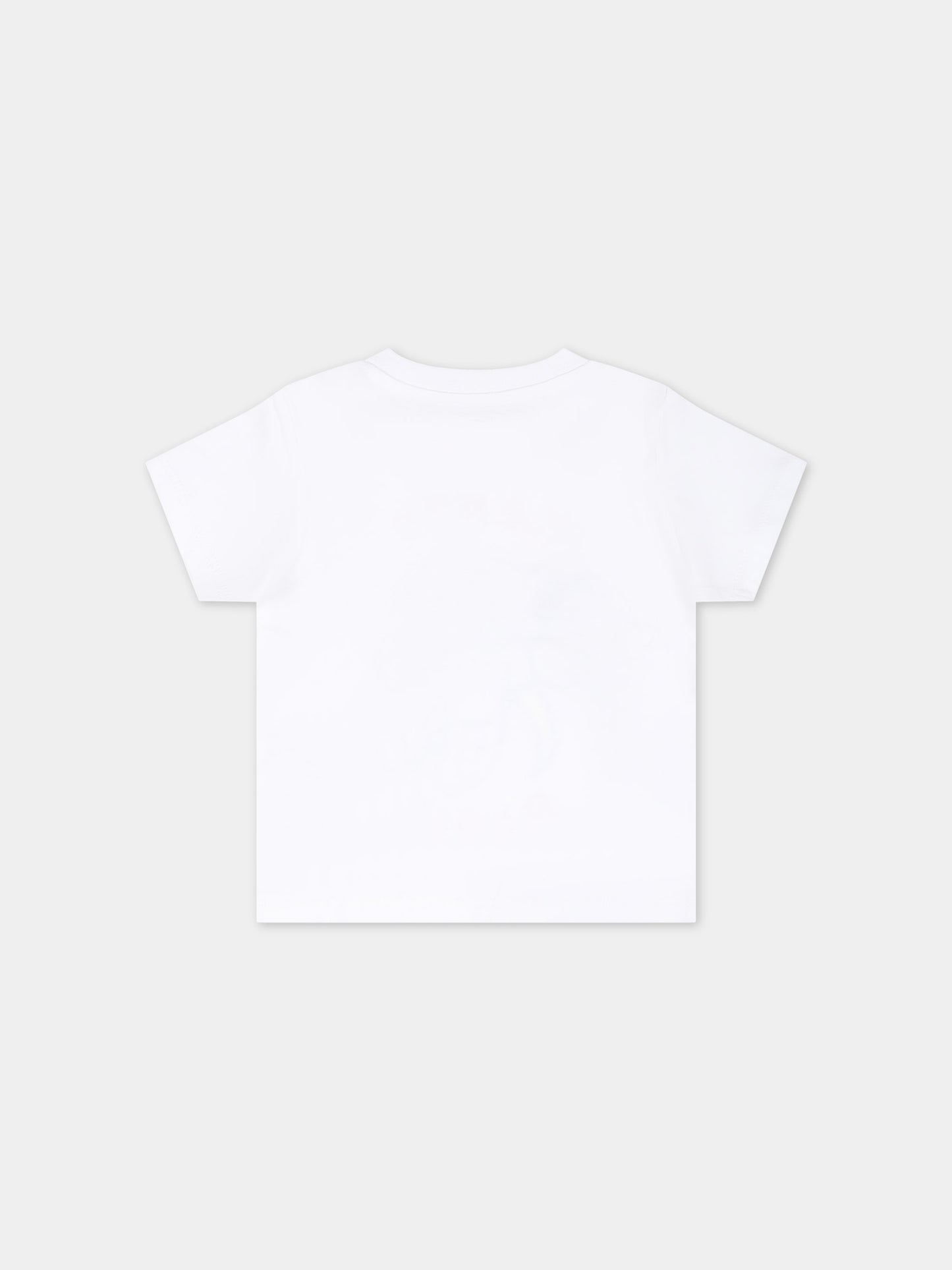 T-shirt bianca per neonato con elefante e logo,Kenzo Kids,K60170 10P