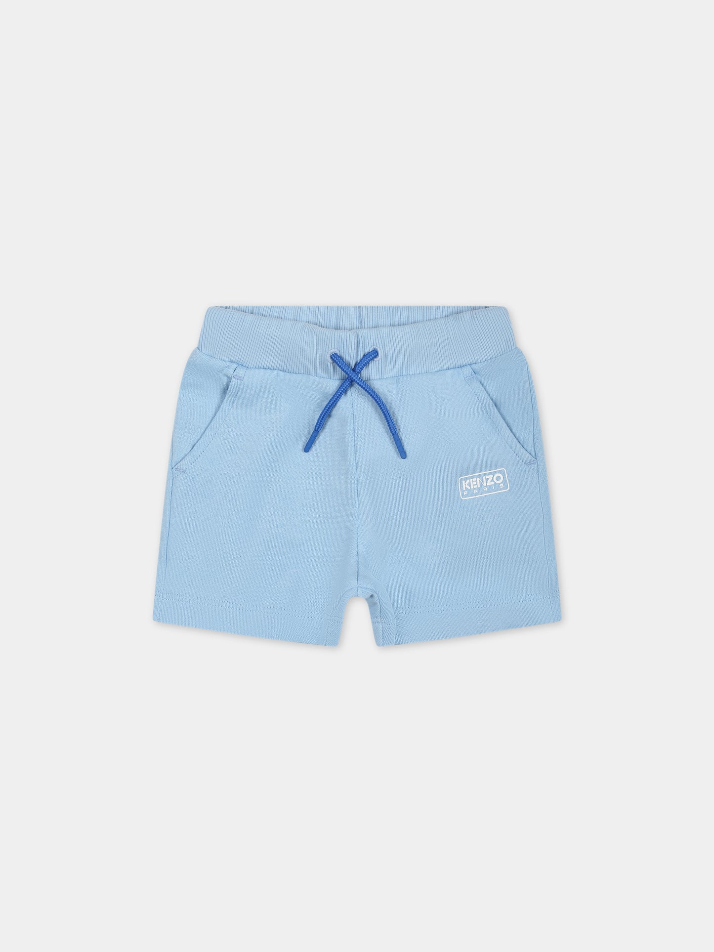 Shorts celeste per neonato con logo,Kenzo Kids,K60152 79H