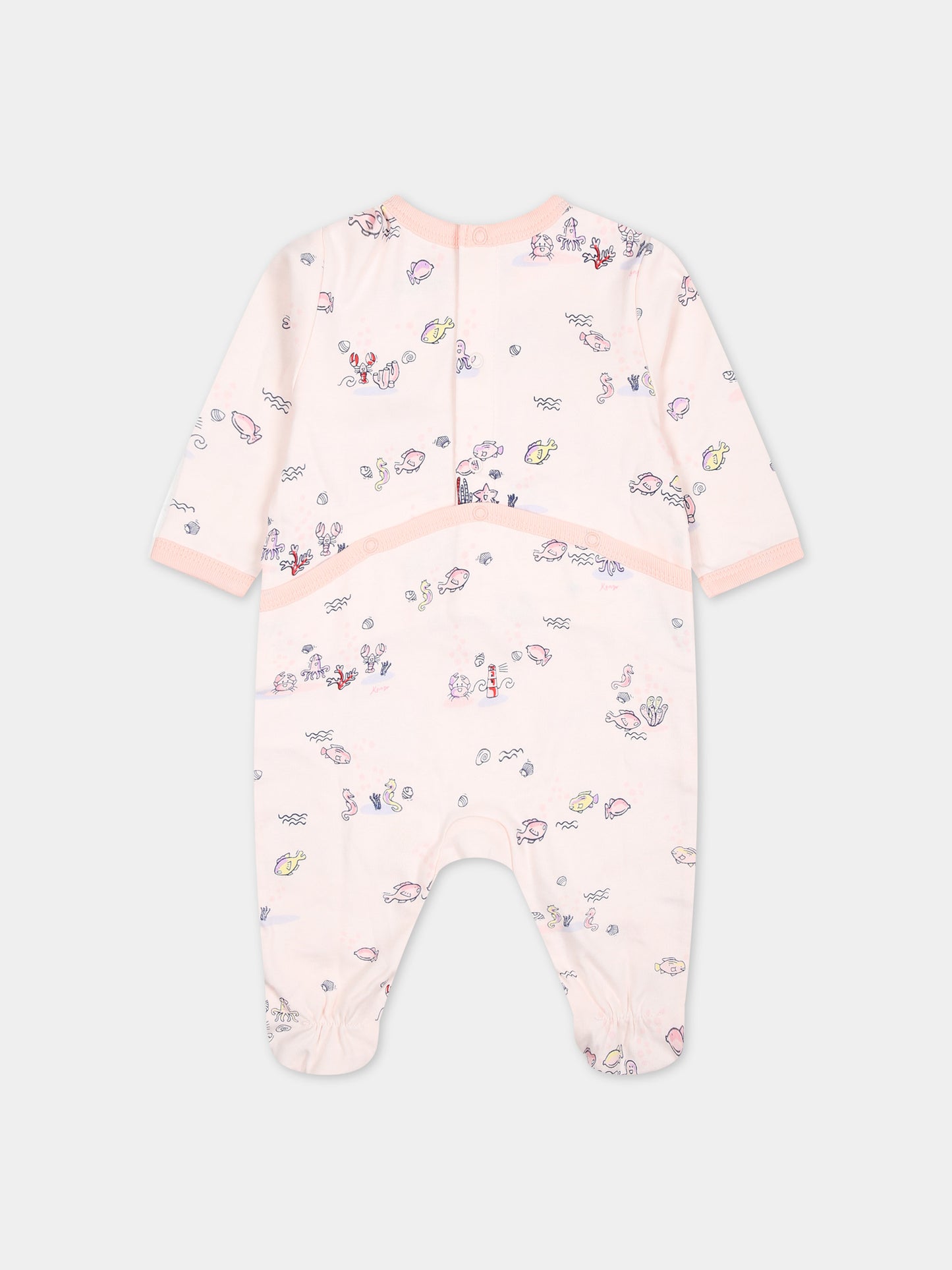 Set rosa per neonata con stampa marina,Kenzo Kids,K60047 47R