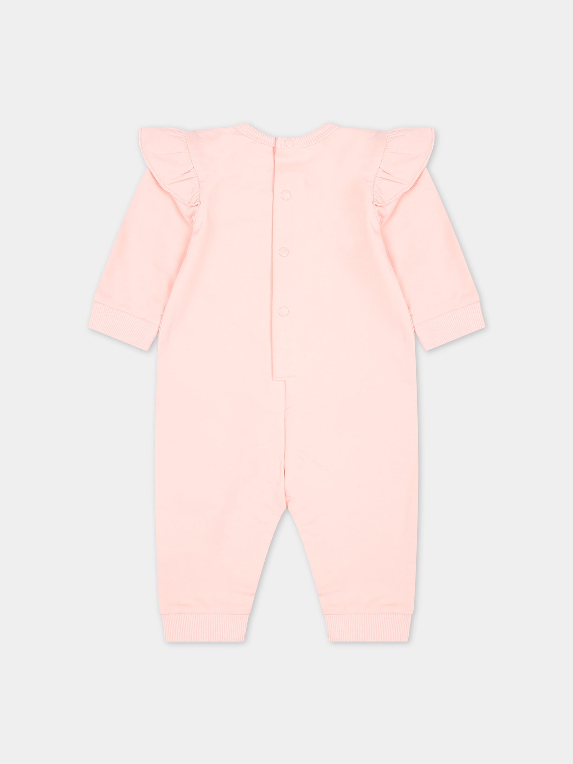 Tutina rosa per neonata con stampa e logo,Kenzo Kids,K60053 46T