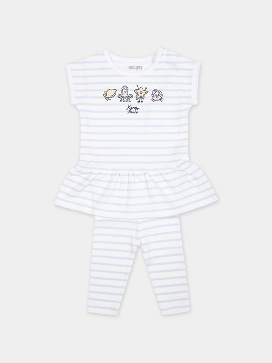 Completo sportivo bianco per neonata con animali marini,Kenzo Kids,K60052 10P