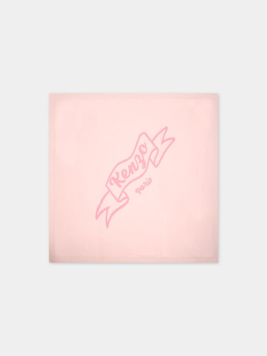 Coperta rosa per neonata con logo,Kenzo Kids,K60018 46T