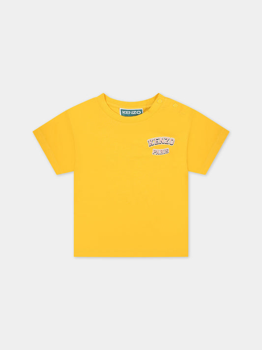 T-shirt gialla per neonata con logo,Kenzo Kids,K60131 536