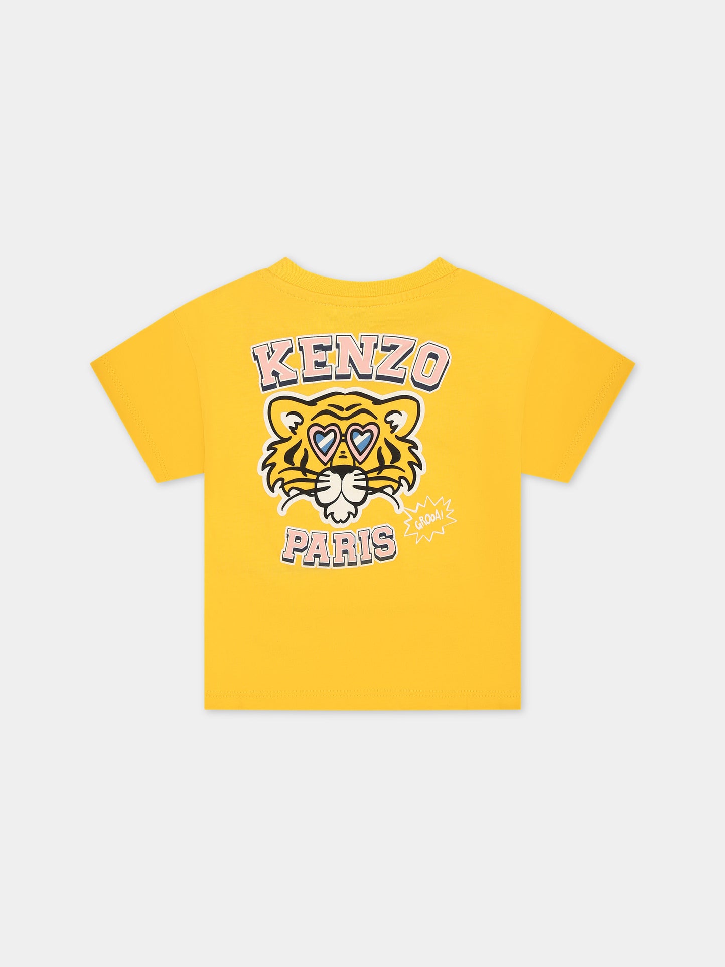 T-shirt gialla per neonata con logo,Kenzo Kids,K60131 536