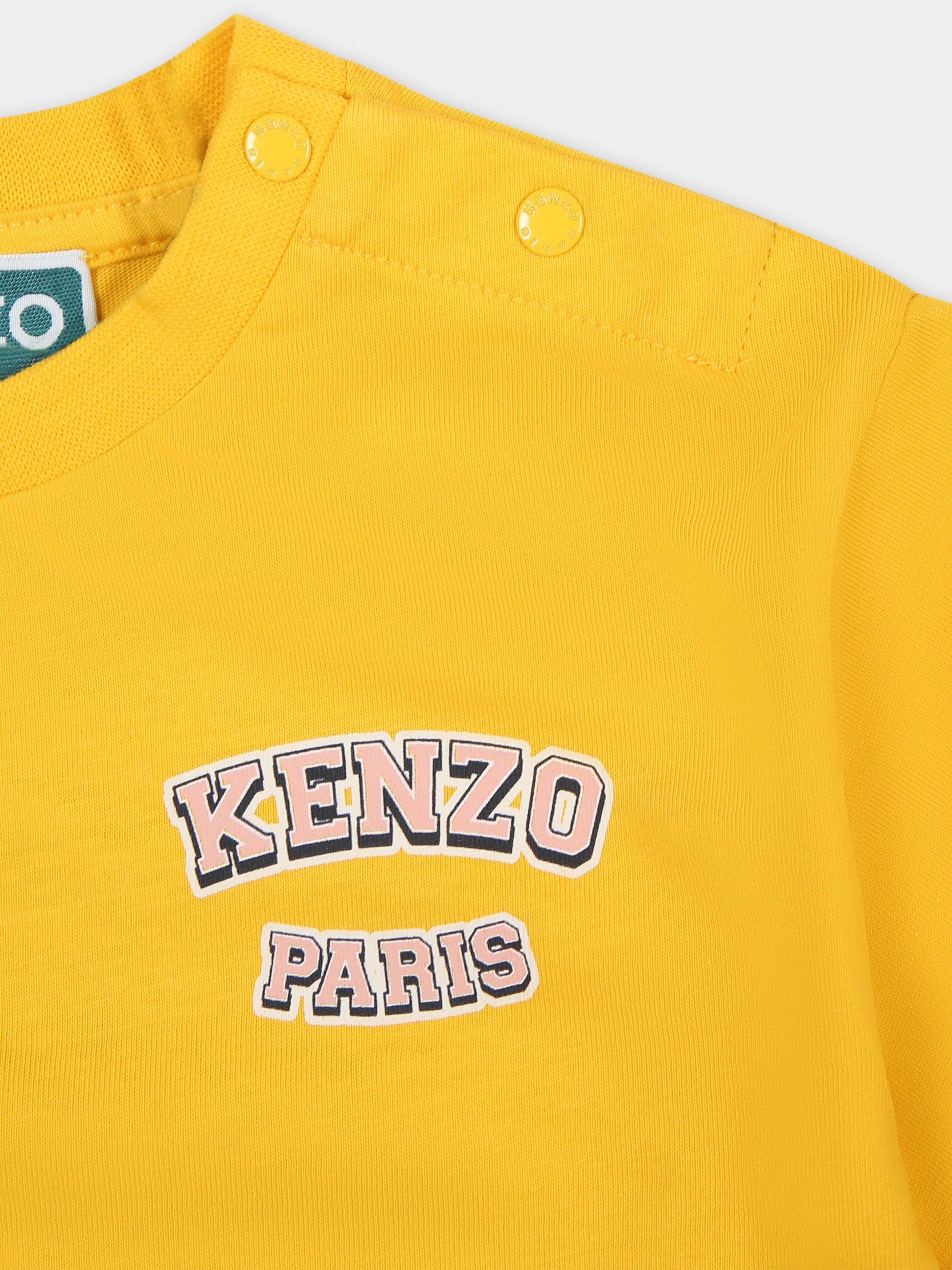 T-shirt gialla per neonata con logo,Kenzo Kids,K60131 536