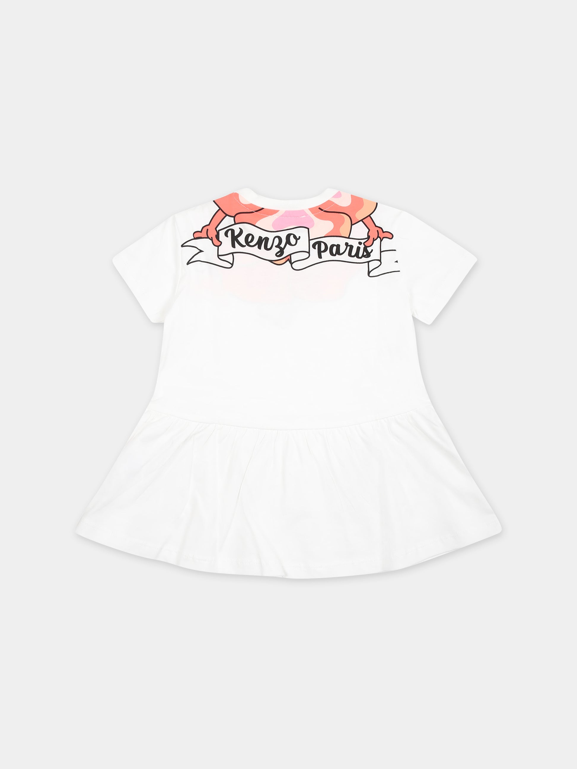 Vestito casual bianco per neonata con papavero,Kenzo Kids,K60117 12P