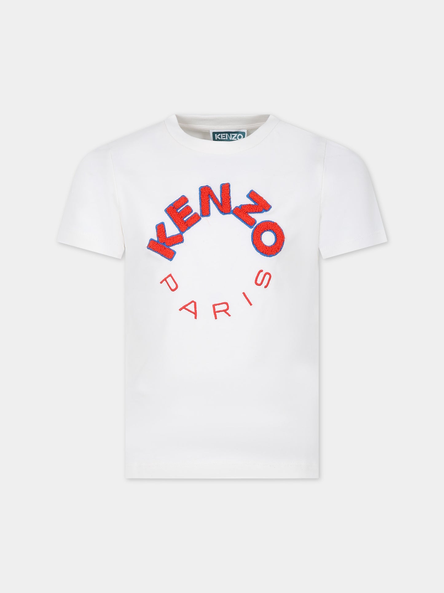 T-shirt bianca per bambino con logo,Kenzo Kids,K60341 121