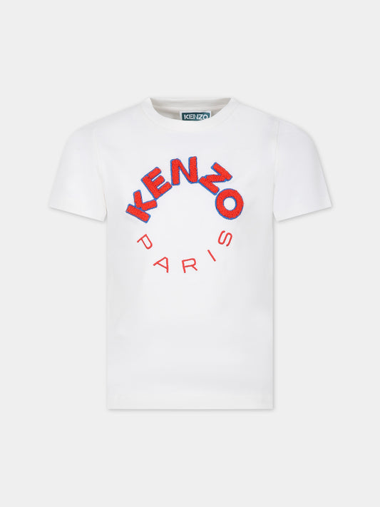 T-shirt bianca per bambino con logo,Kenzo Kids,K60341 121