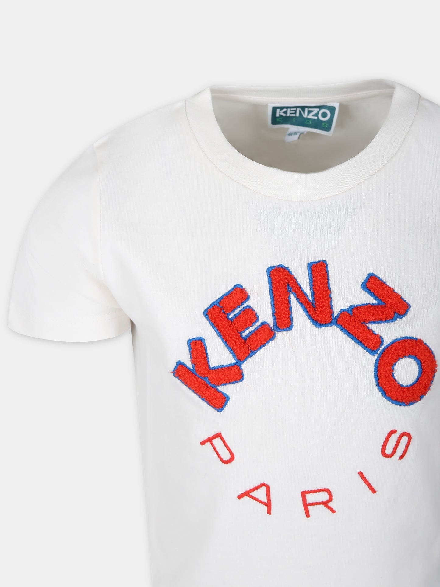 T-shirt bianca per bambino con logo,Kenzo Kids,K60341 121