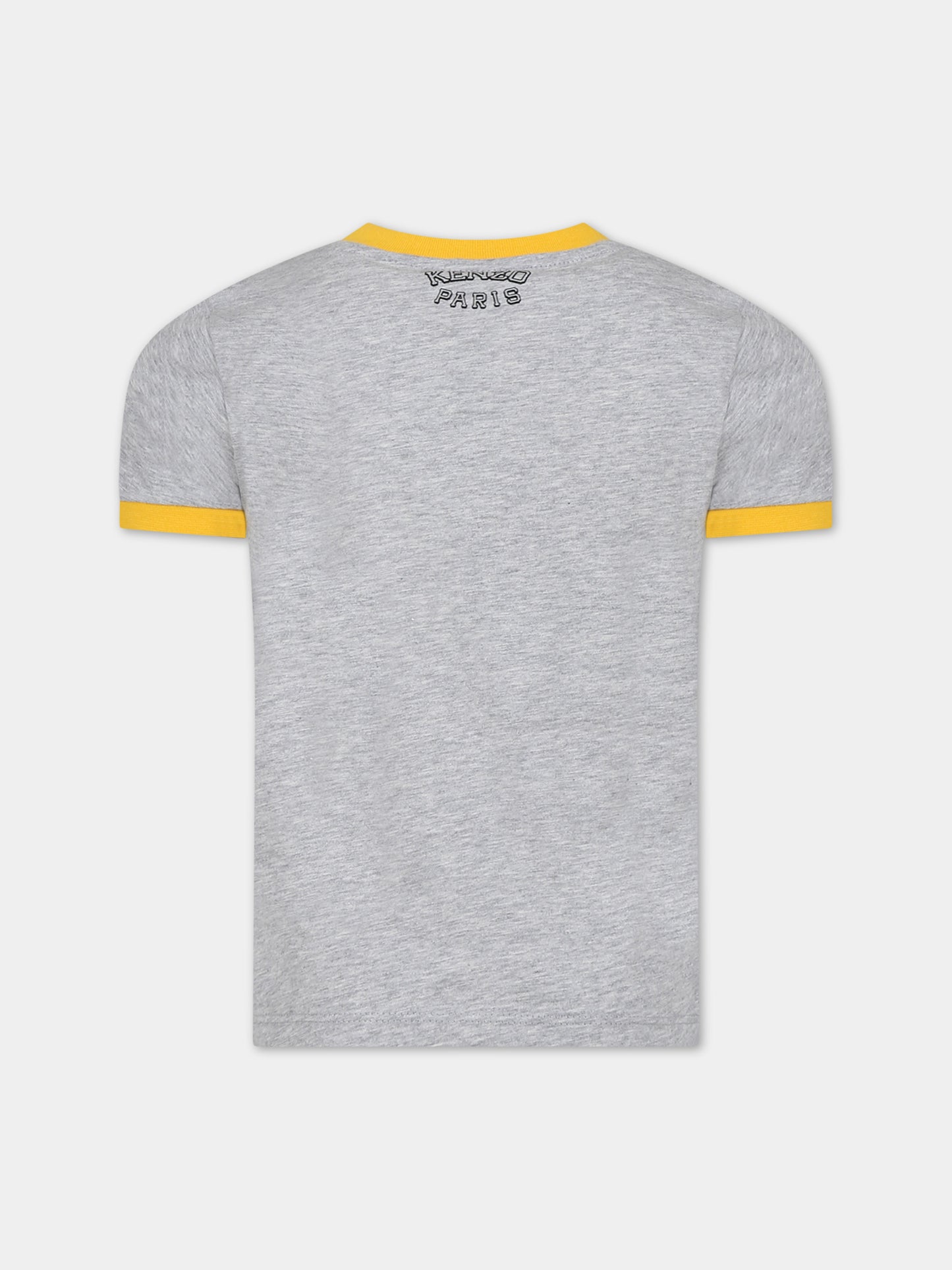 T-shirt grigia per bambino con iconica tigre e logo,Kenzo Kids,K60307 A47