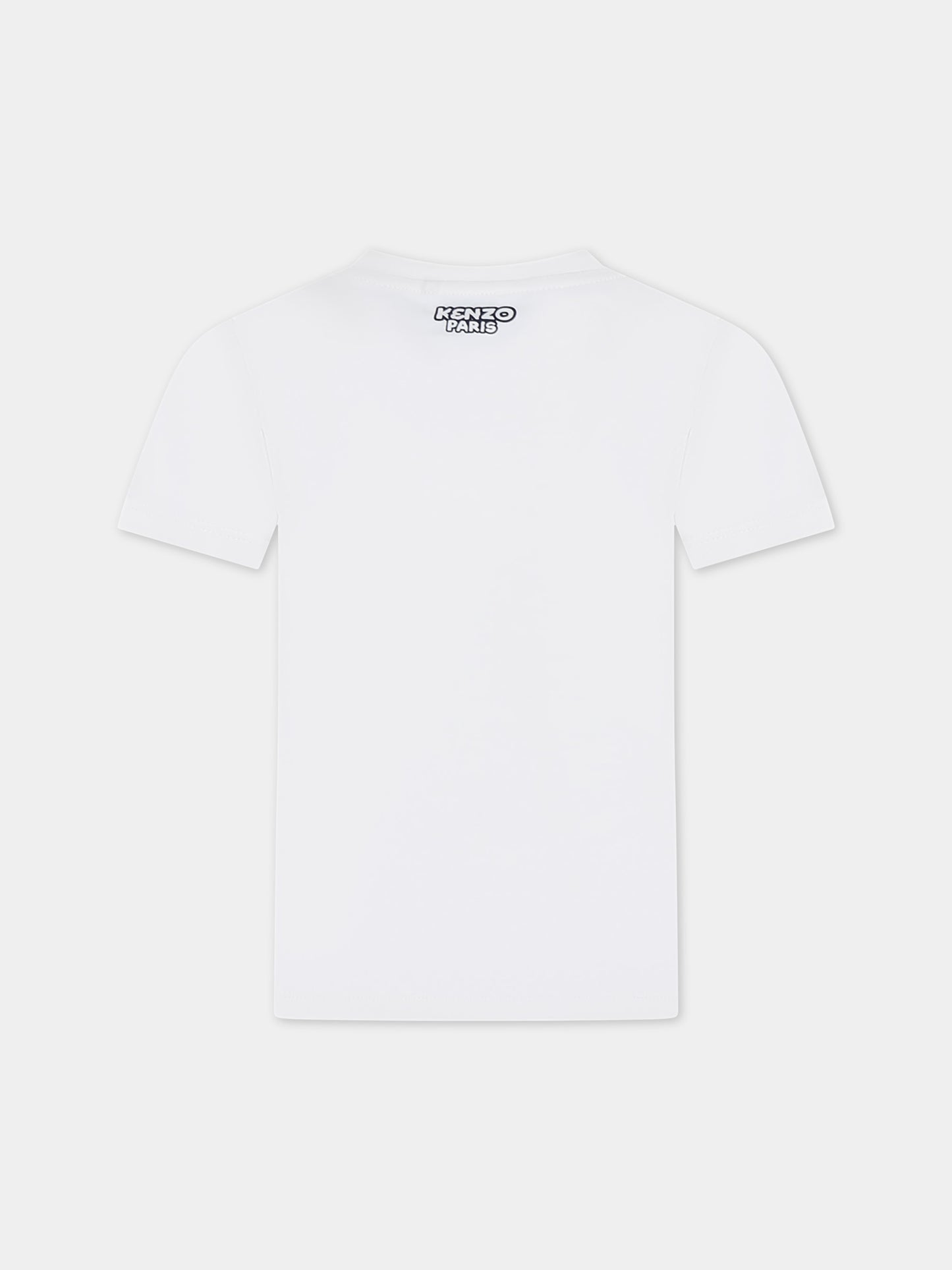 T-shirt bianca per bambino con stampa logo,Kenzo Kids,K60347 121
