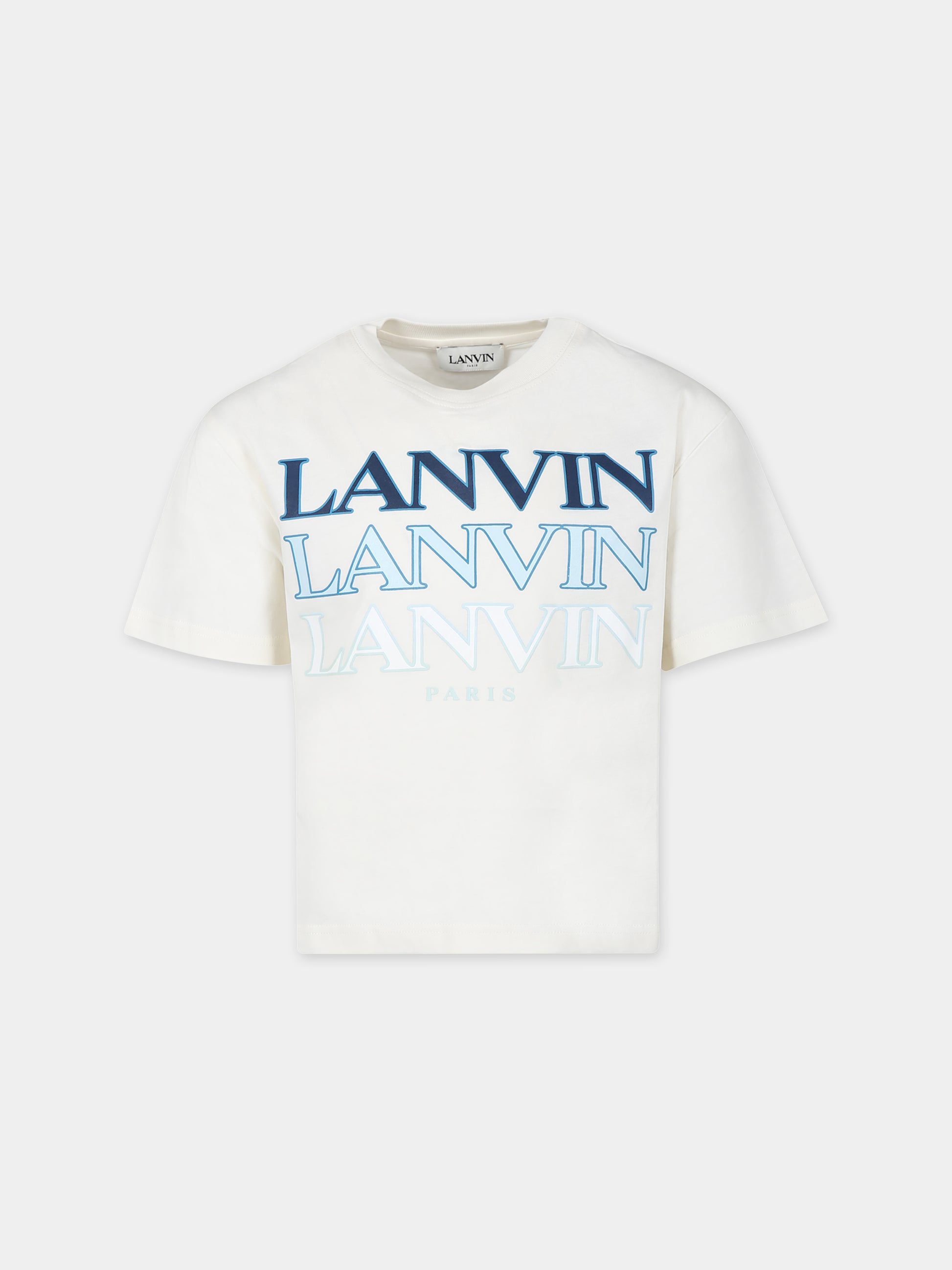 T-shirt avorio per bambino con logo,Lanvin Petite,N30069 519