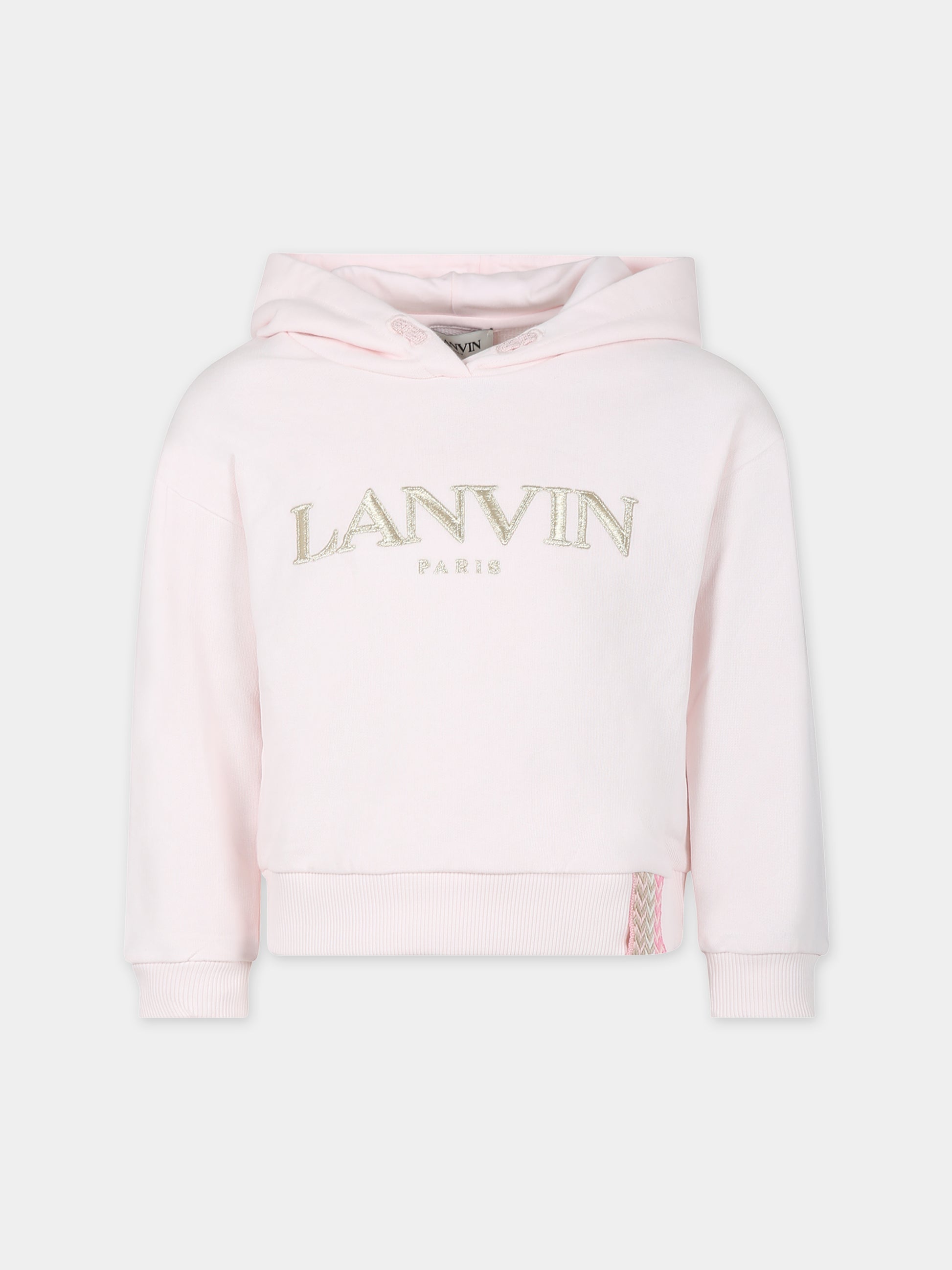Felpa rosa con cappuccio per bambina con logo,Lanvin Petite,N30021 45N
