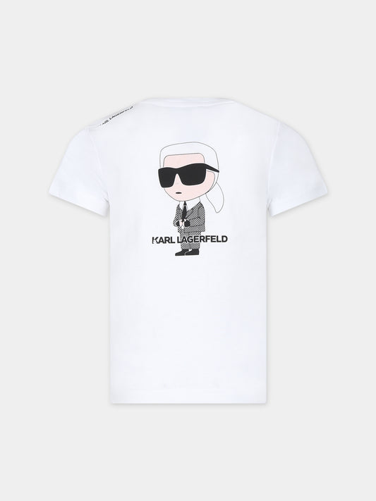 T-shirt bianca per bambino con stampa Karl,Karl Lagerfeld Kids,Z30054 10P
