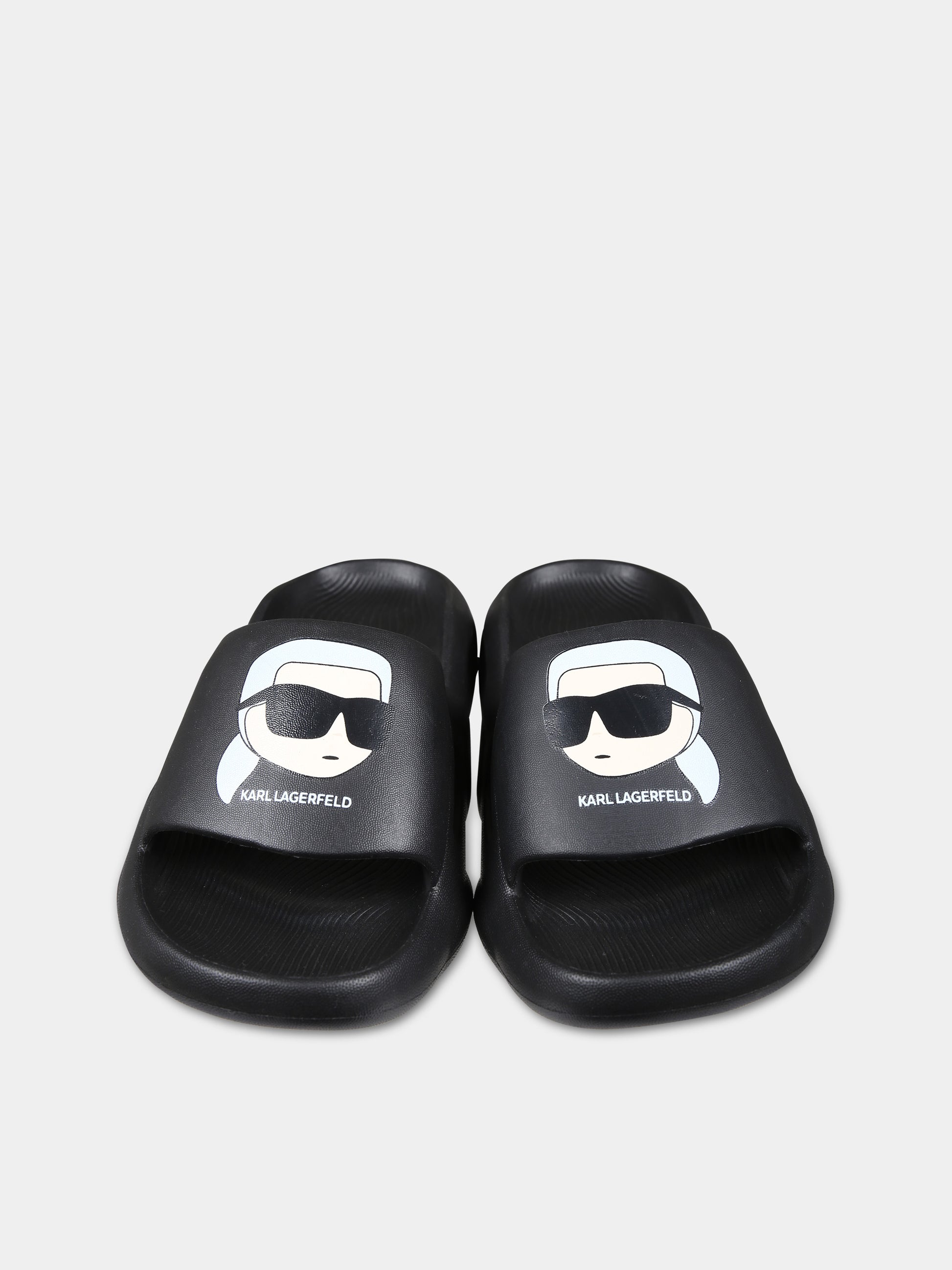 Ciabatte nere per bambini con logo e Karl,Karl Lagerfeld Kids,Z30018 09B