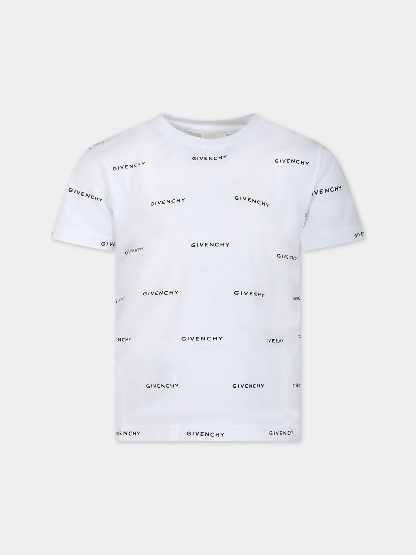 T-shirt bianca per bambino con logo all-over,Givenchy Kids,H30168 N50
