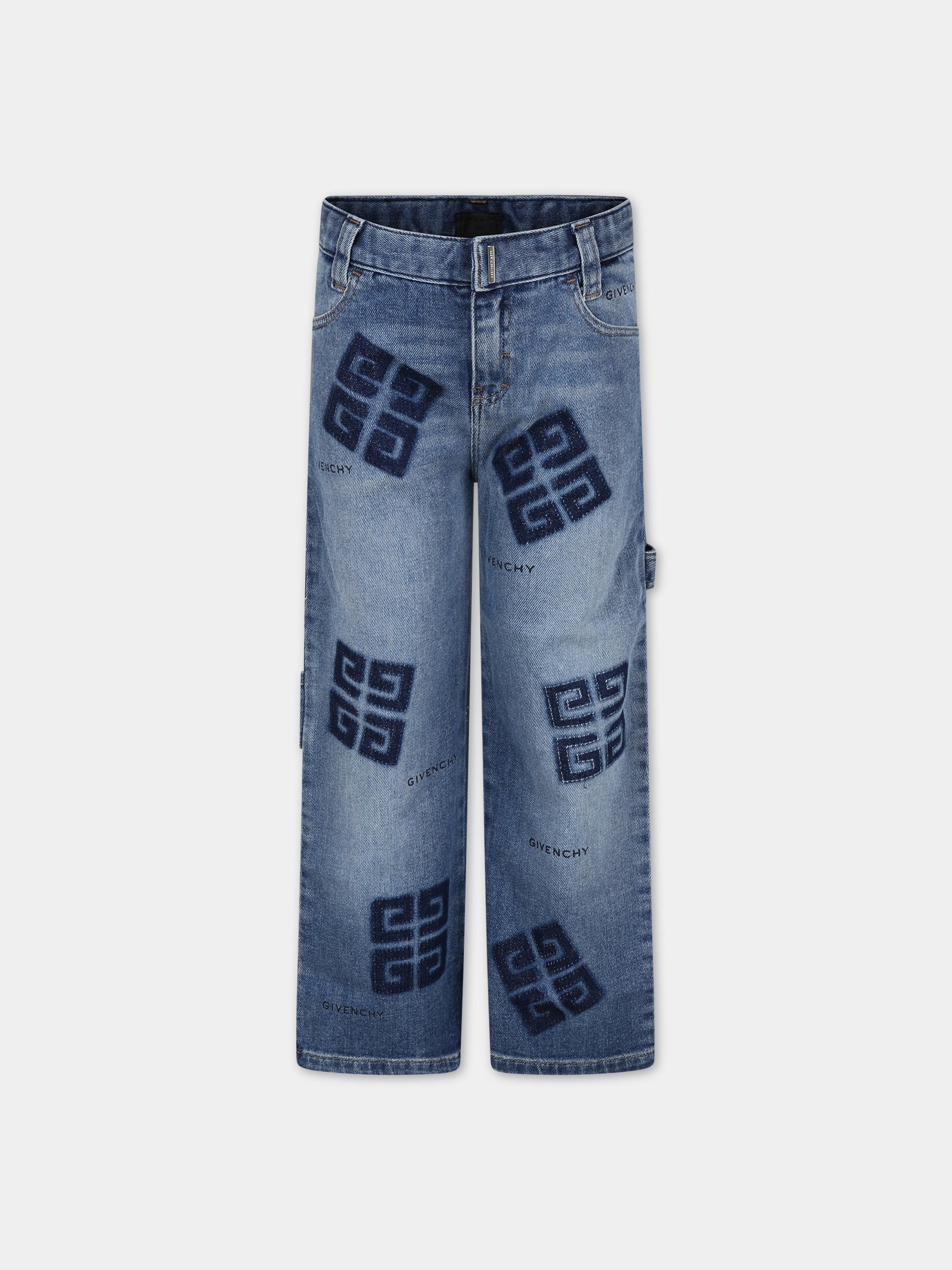 Jeans blu per bambino con logo,Givenchy Kids,H30125 Z03