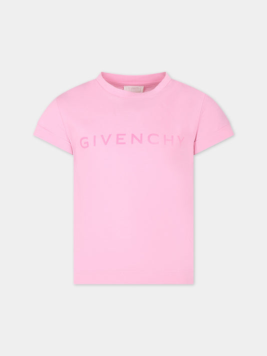 T-shirt rosa per bambina con logo,Givenchy Kids,H30079 465