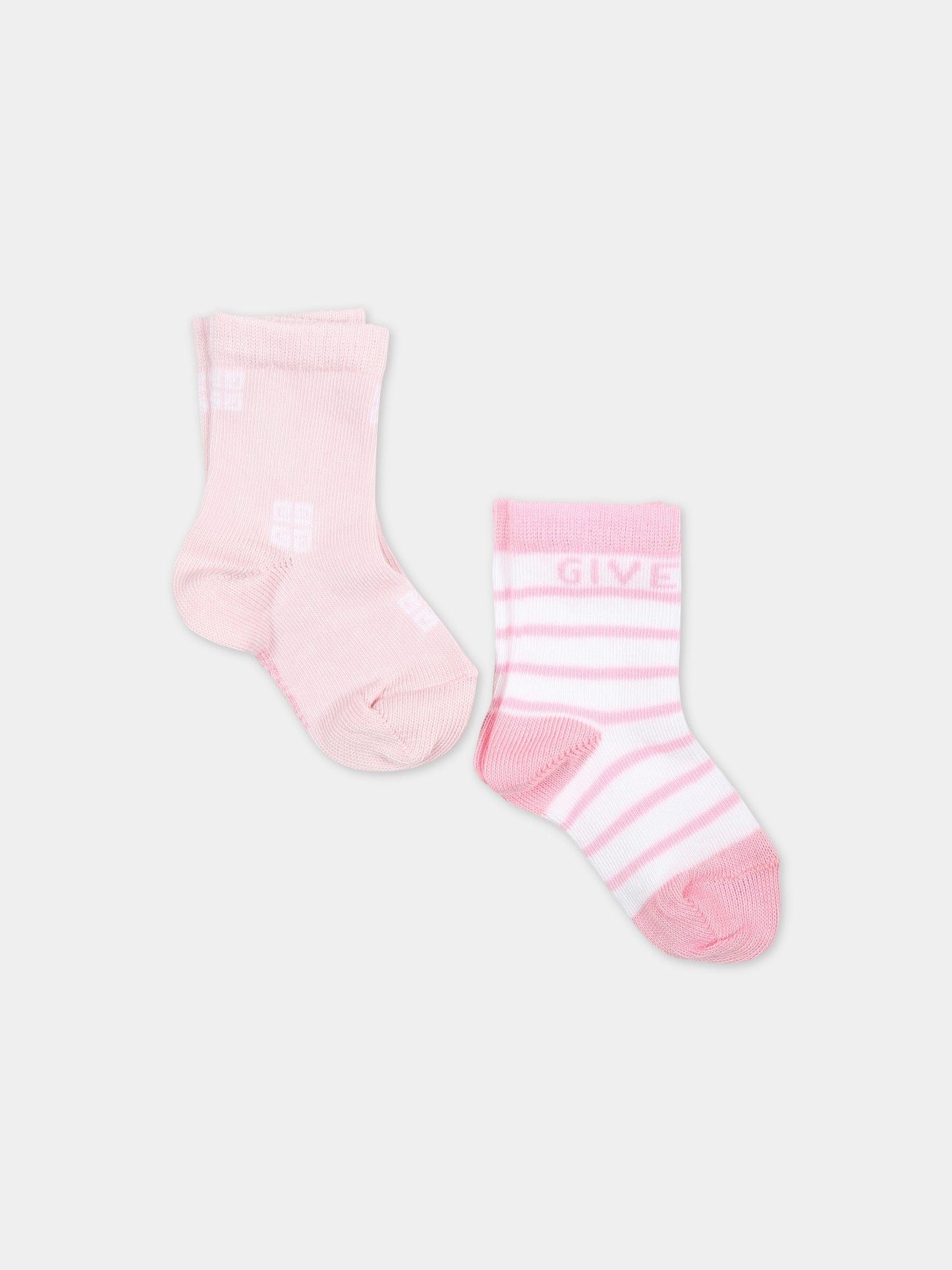 Set calze rosa per neonata con logo,Givenchy Kids,H30224 44Z