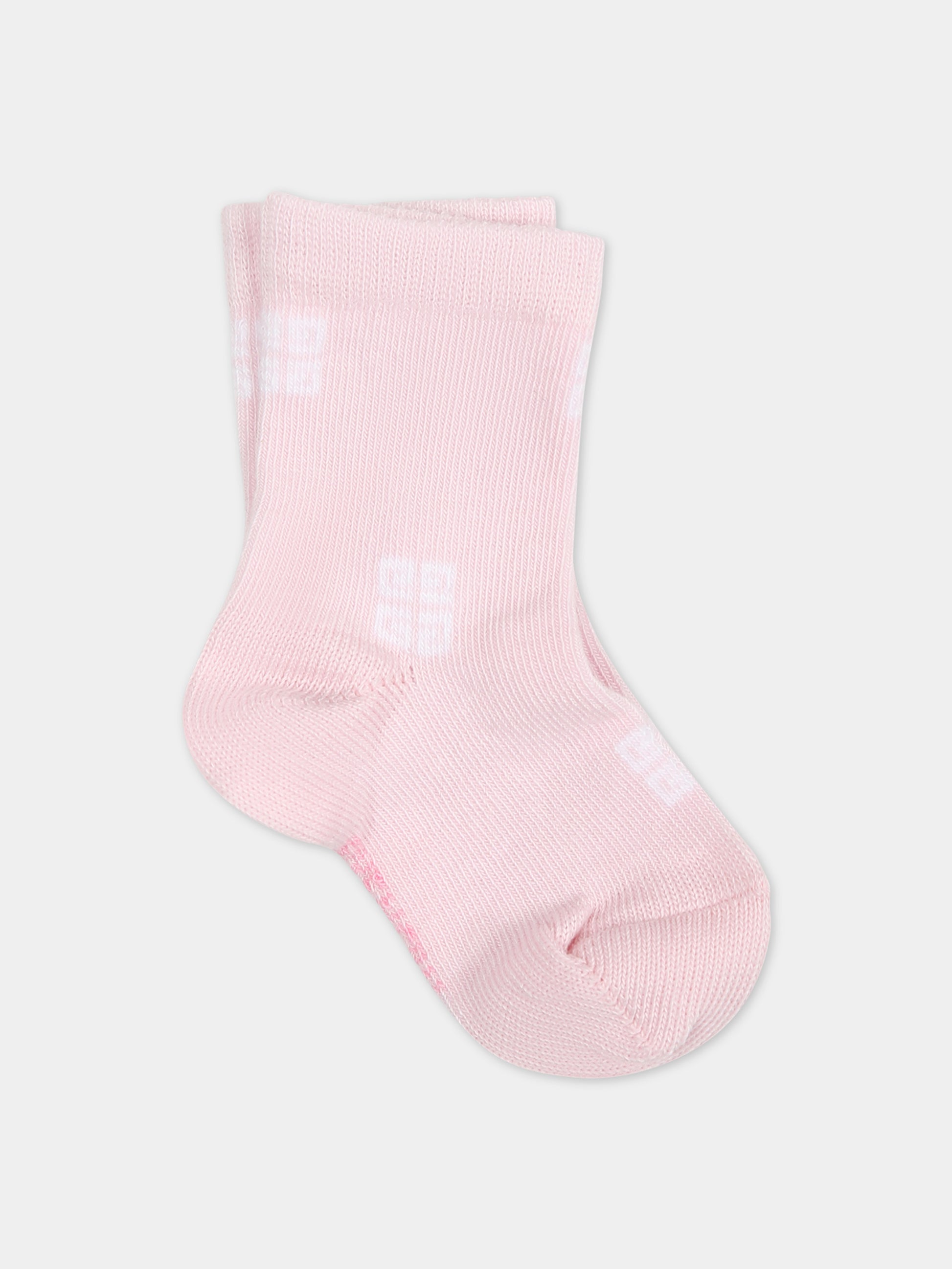 Set calze rosa per neonata con logo,Givenchy Kids,H30224 44Z