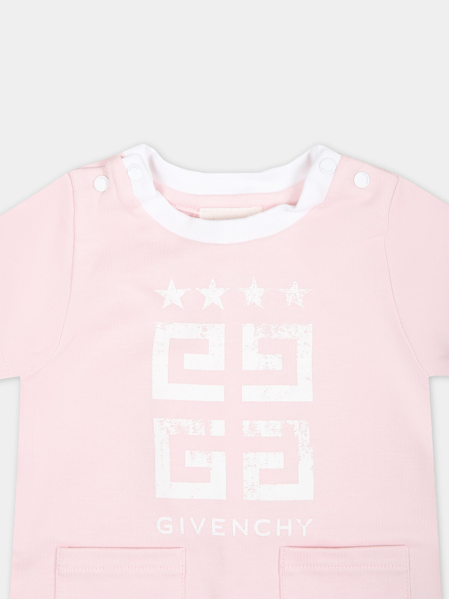 Pagliaccetto rosa per neonata con logo,Givenchy Kids,H30227 44Z