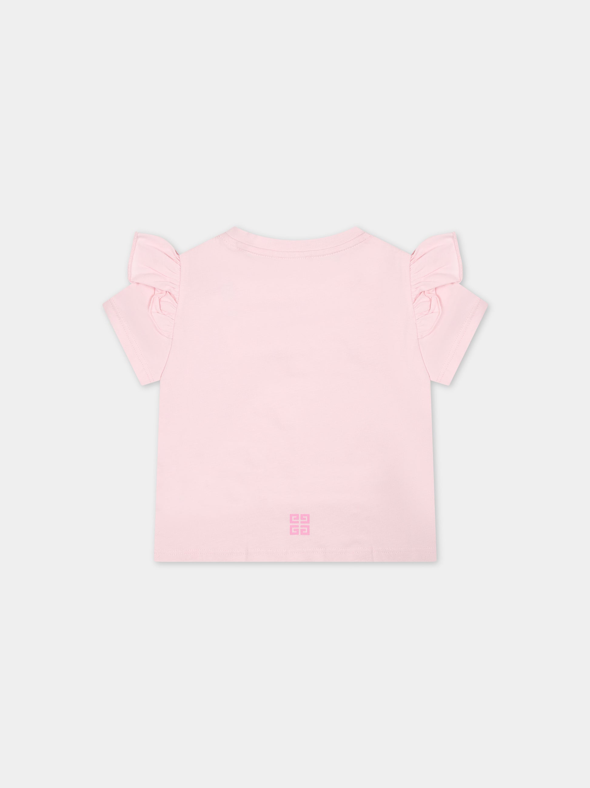 T-shirt rosa per neonata con logo,Givenchy Kids,H30196 44Z