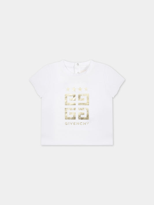 T-shirt bianca per neonata con logo,Givenchy Kids,H30200 10P