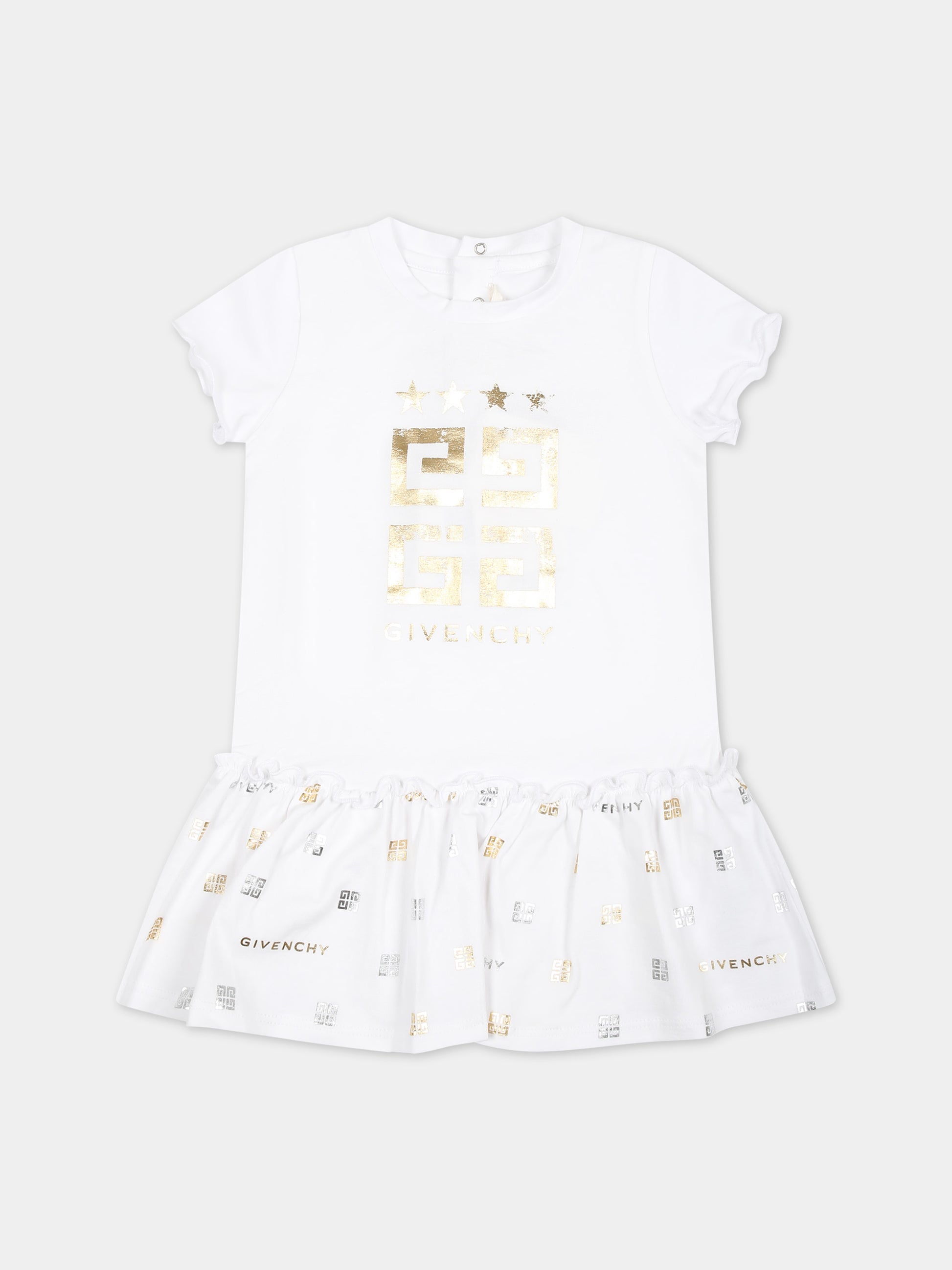 Vestito bianco per neonata con logo,Givenchy Kids,H30192 10P