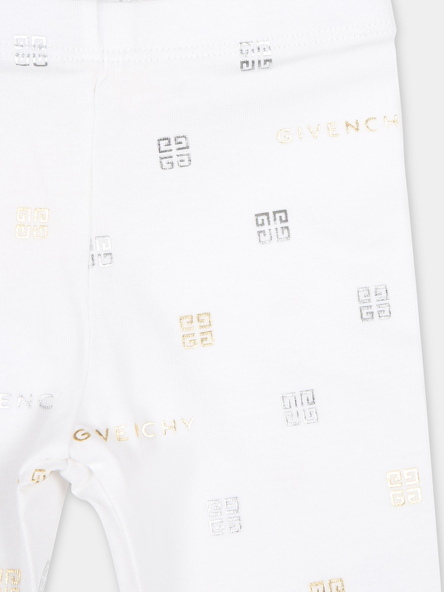 Leggings bianchi per neonata con logo e motivo 4G,Givenchy Kids,H30189 10P