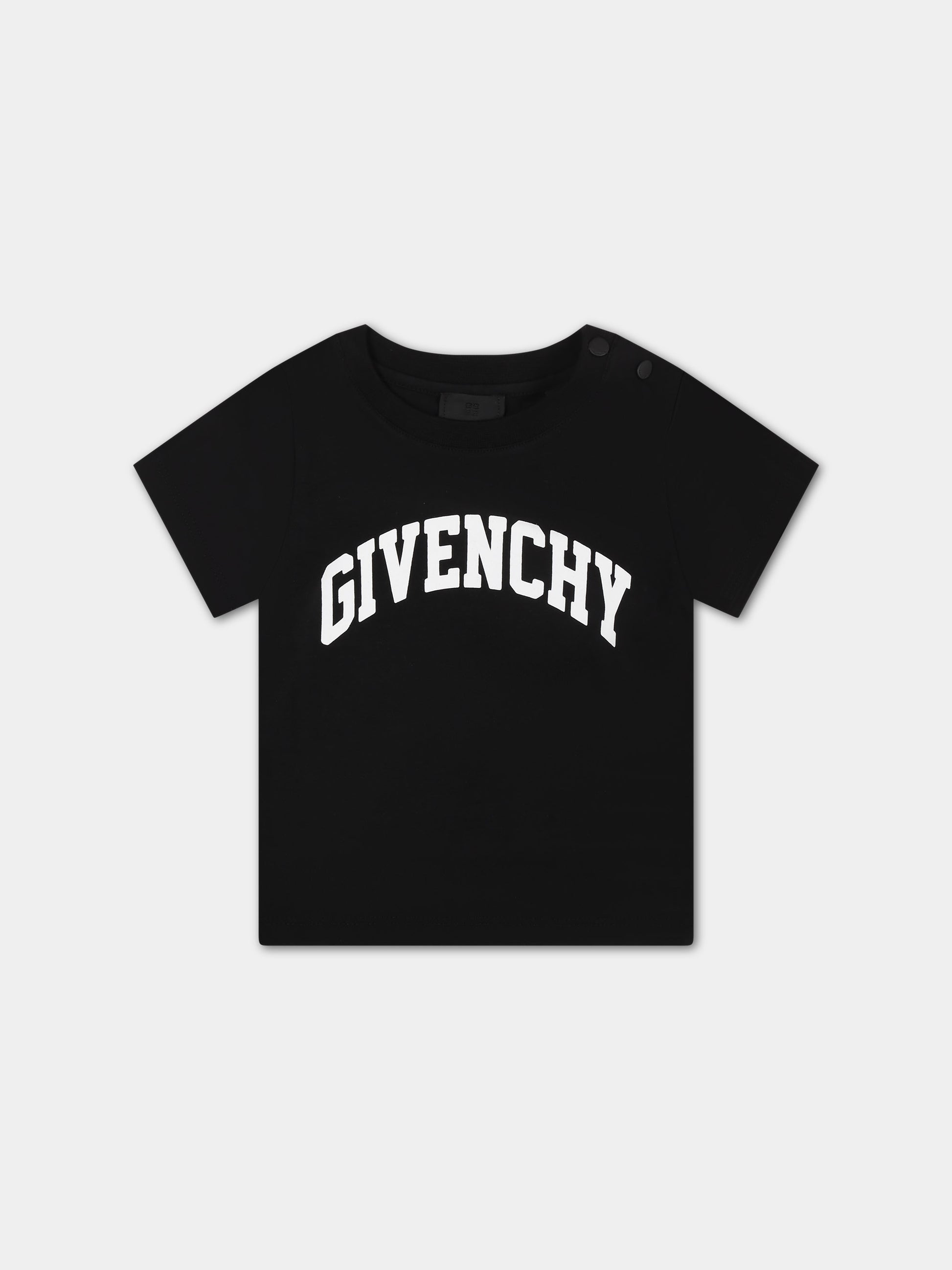 T-shirt nera per neonato con logo,Givenchy Kids,H30216 09B
