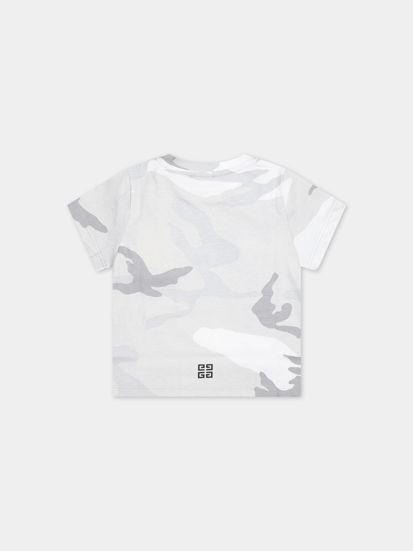 T-shirt grigia per neonato con stampa mimetica,Givenchy Kids,H30217 M01