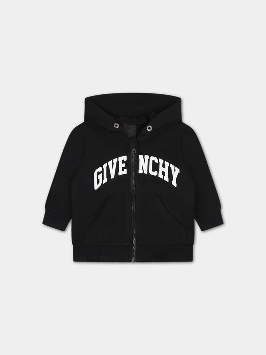 Felpa nera per neonato con logo,Givenchy Kids,H30204 09B