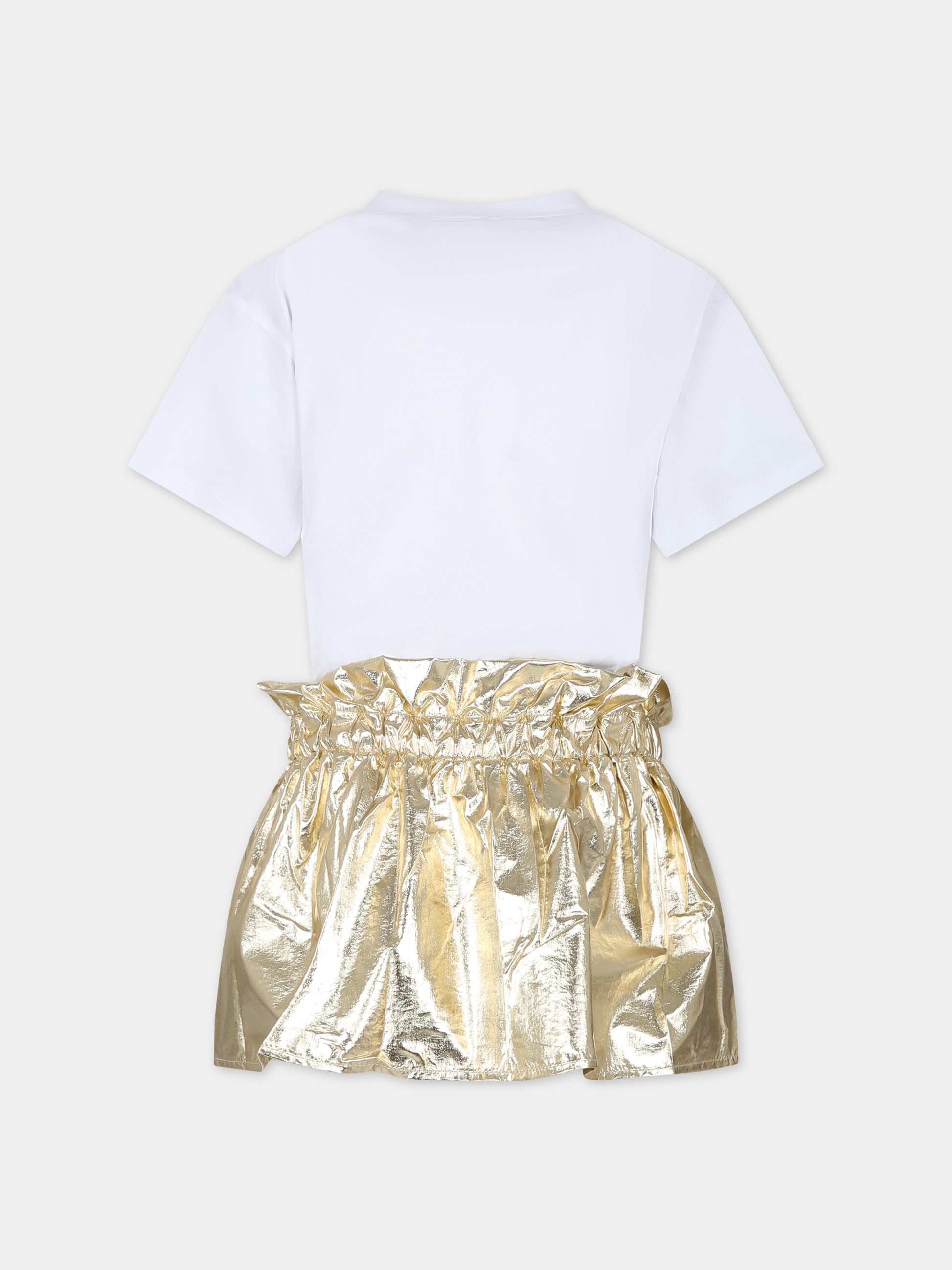 Vestito casual bianco per bambina con logo,Dkny,D60109 10P