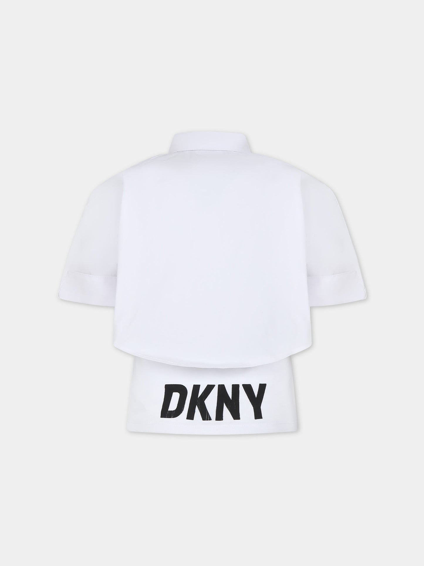 Camicia cropped bianca per bambina,Dkny,D60095 10P