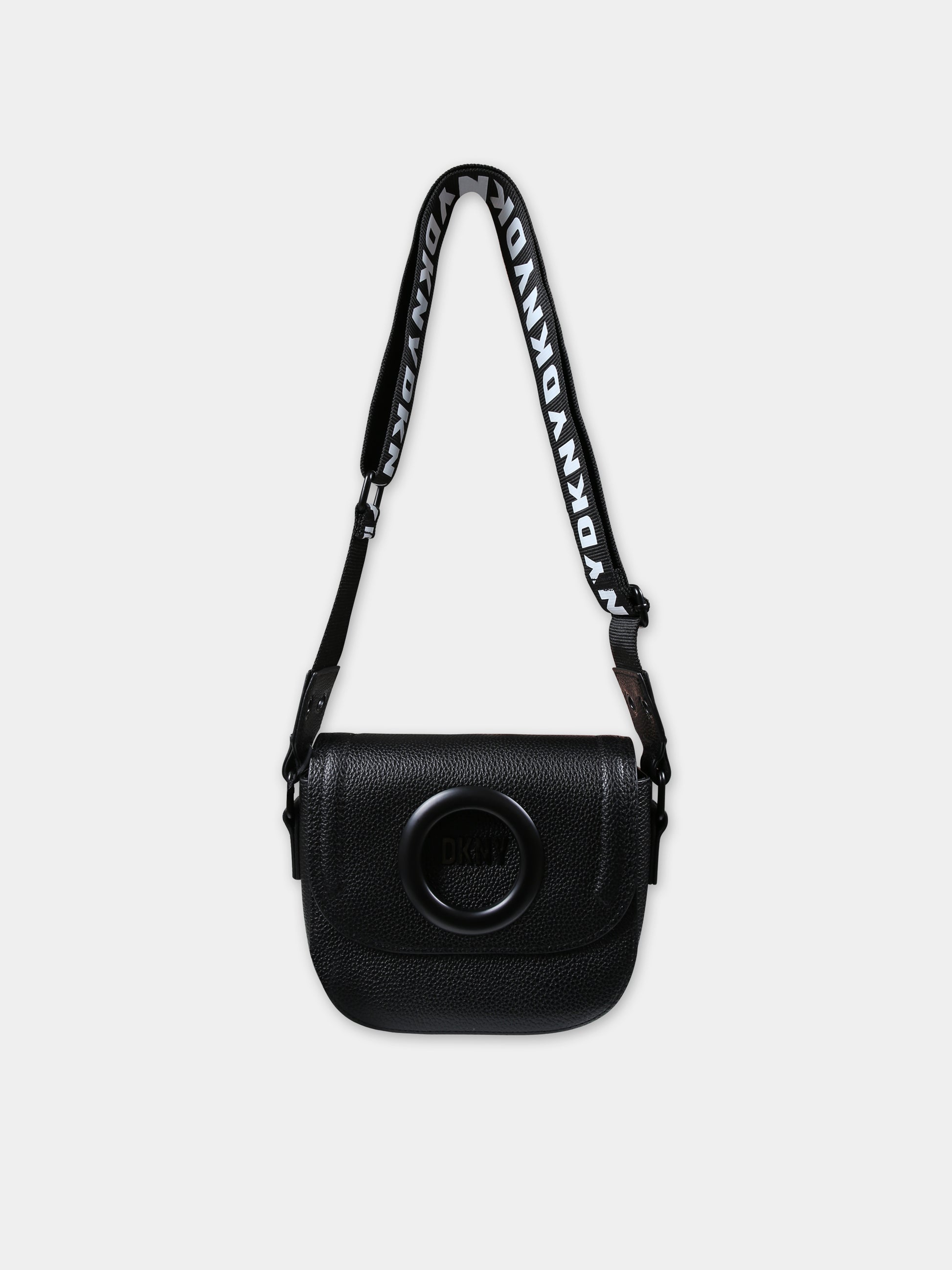 Borsa nera per bambina con logo,Dkny,D60155 09B