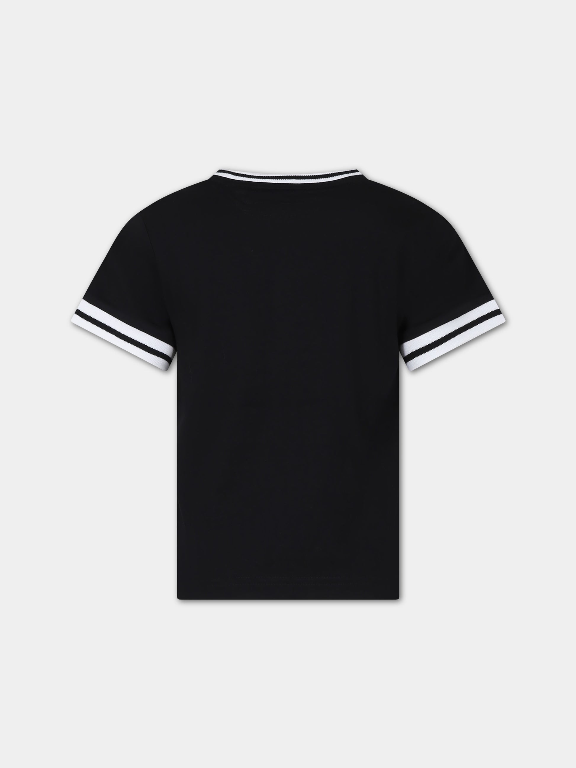 T-shirt nera per bambina con logo,Dkny,D60035 09B