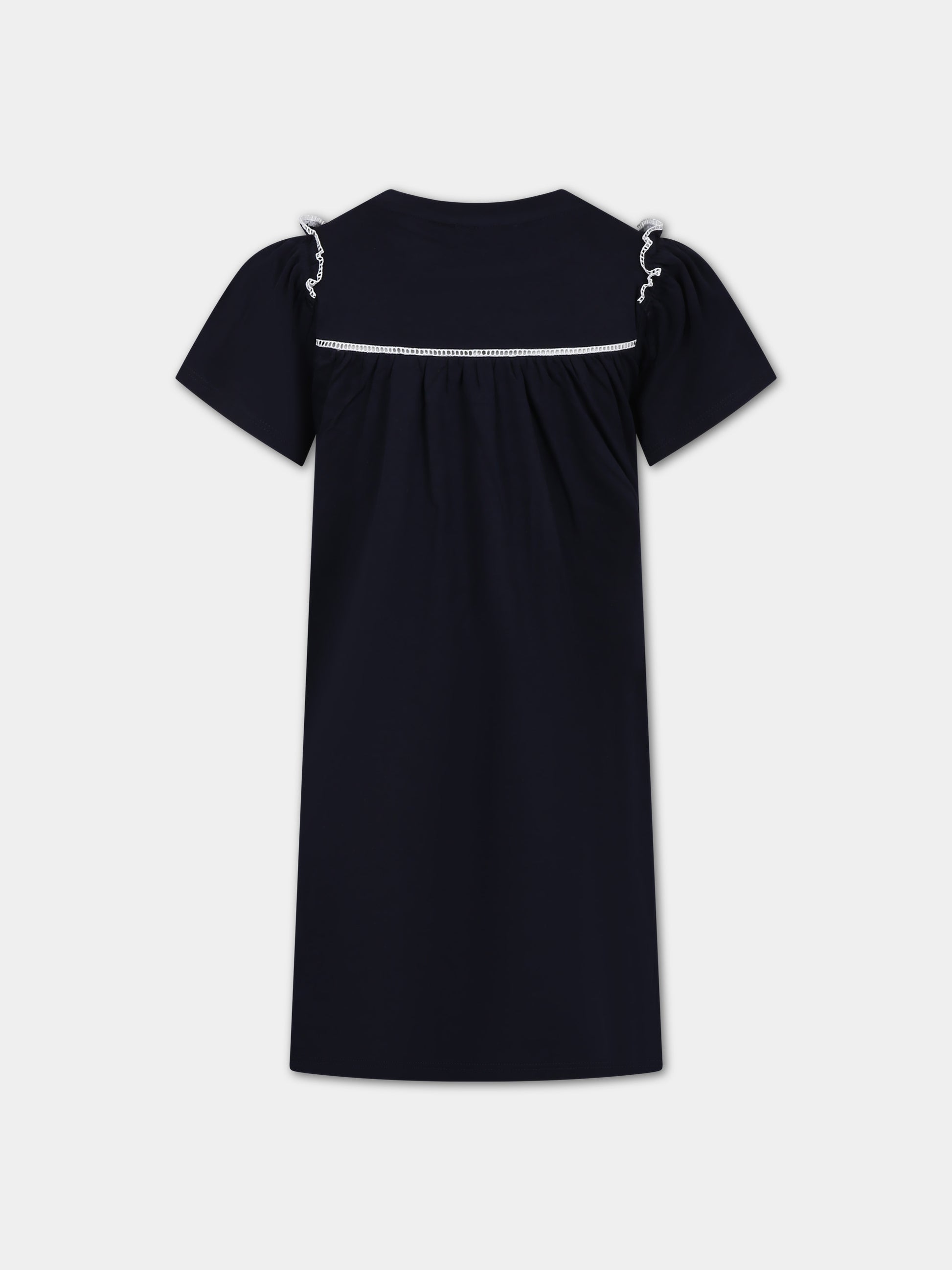 Vestito blu per neonata con logo,Chloé Kids,C20071 859