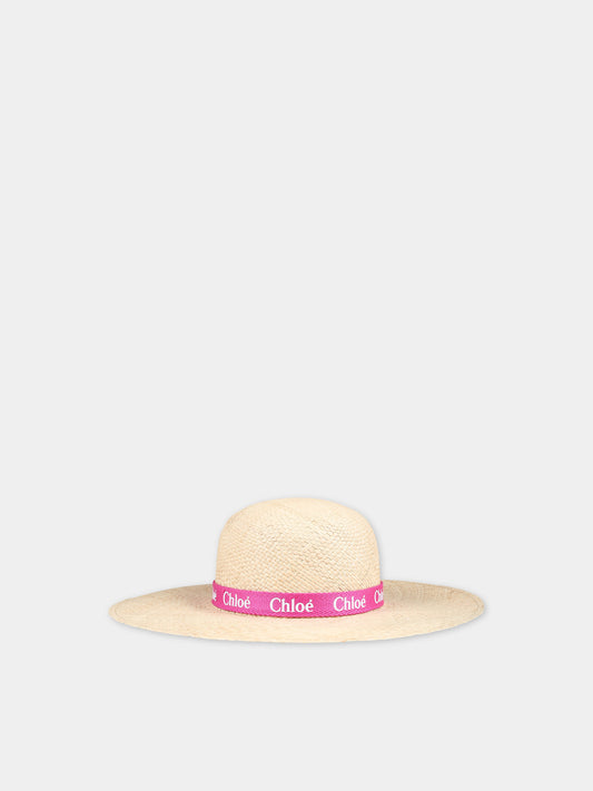 Cappello beige per bambina con logo,Chloé Kids,C20050 S01