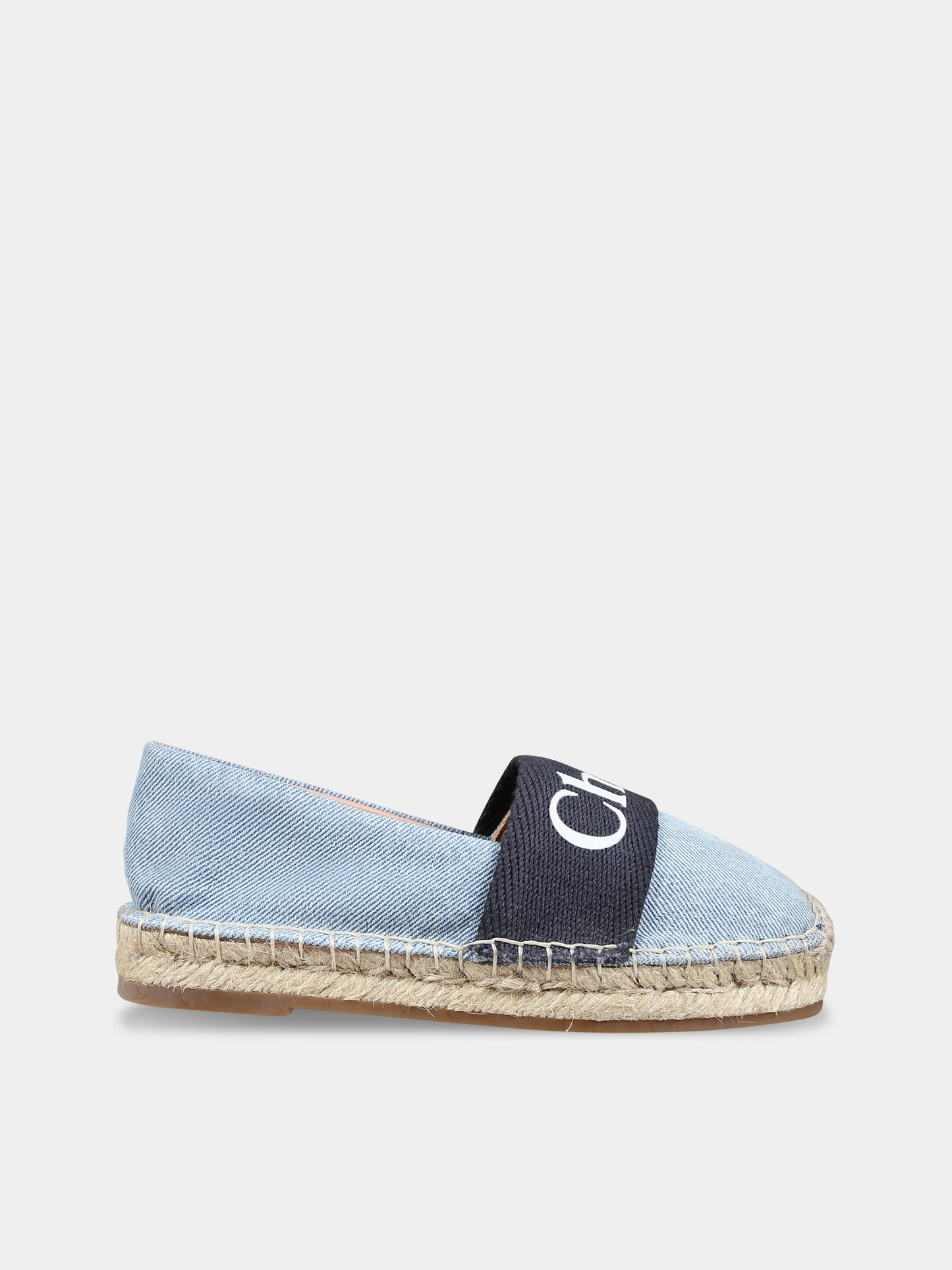 Espadrillas in denim con logo per bambina,Chloé Kids,C20137 Z10