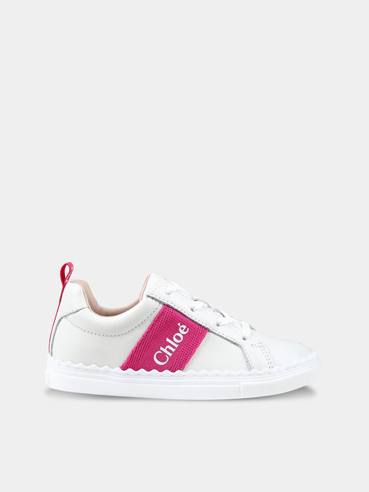 Sneakers bianche per bambina con logo,Chloé Kids,C20133 117