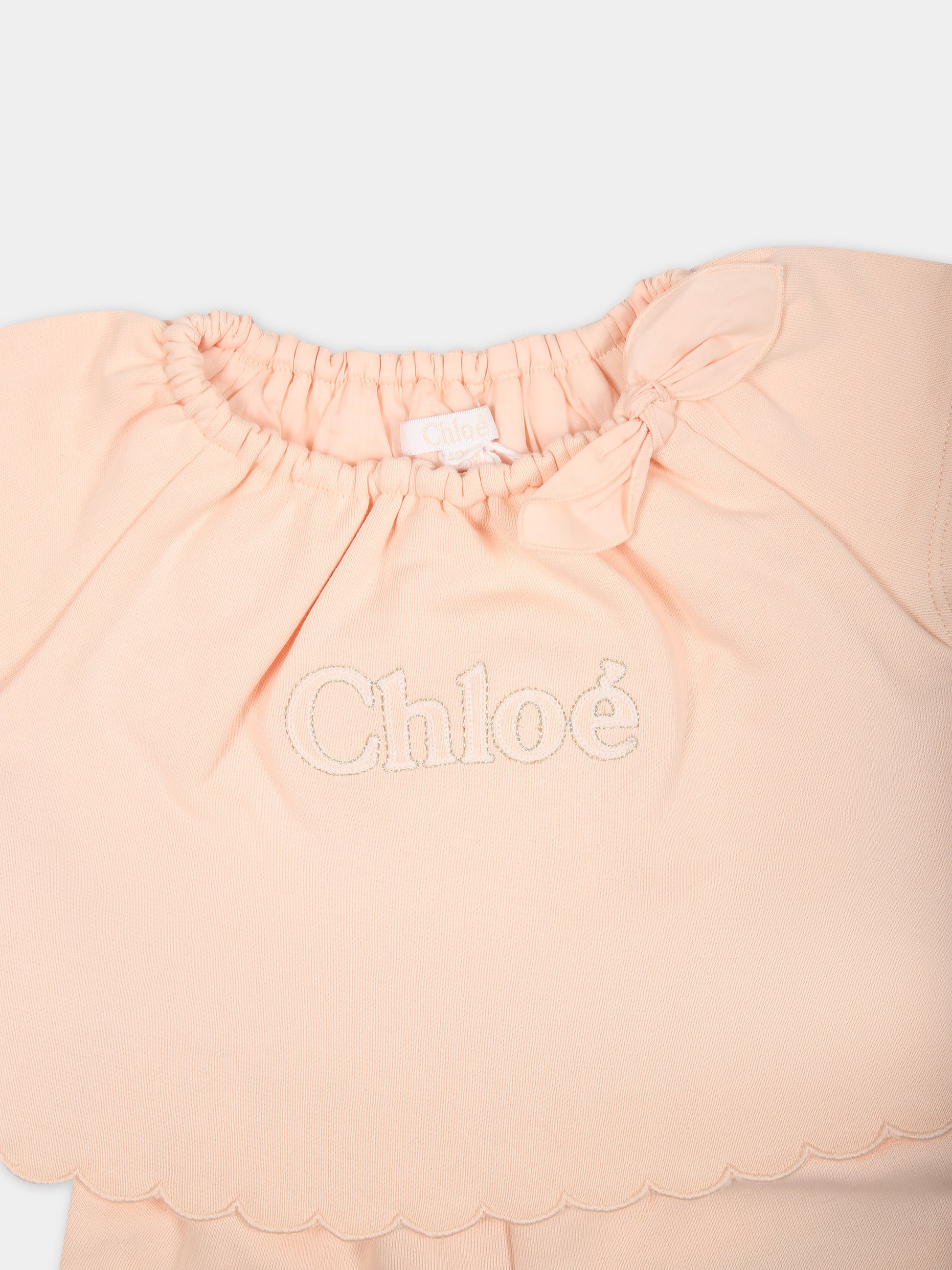 Completo sportivo rosa per neonata con logo,Chloé Kids,C20012 45F