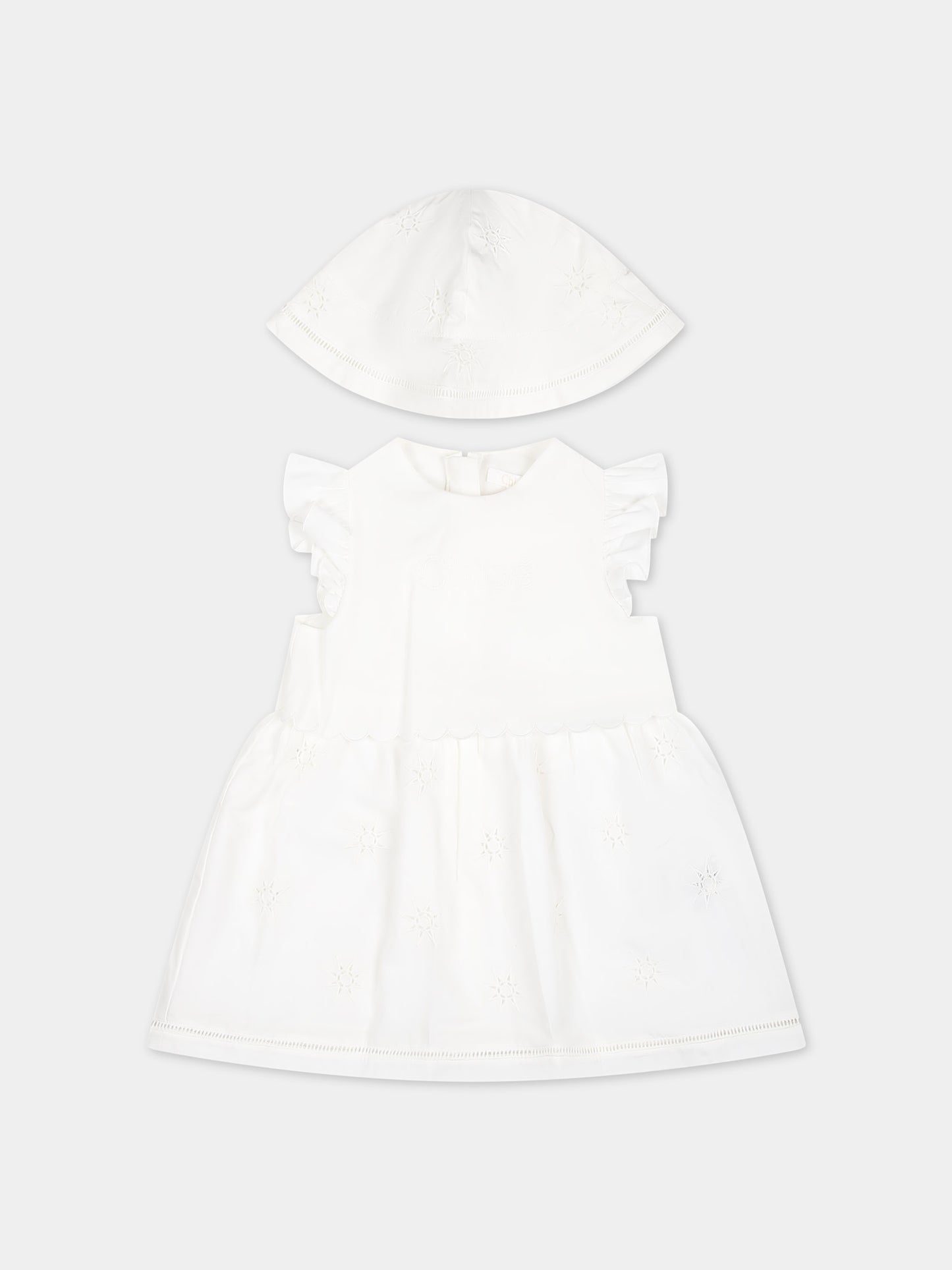 Vestito bianco per neonata con lgoo,Chloé Kids,C20039 117