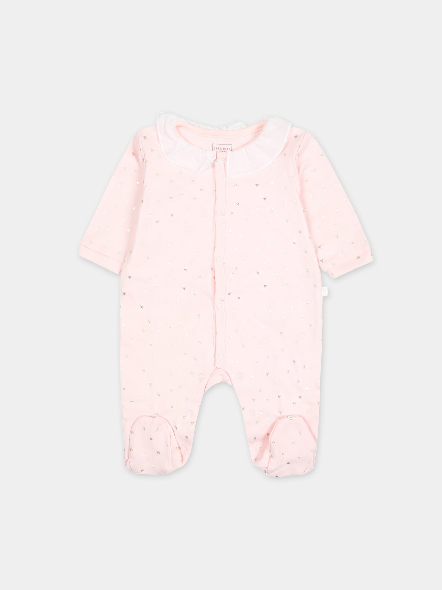 Tutina rosa per neonata con cuori dorati all-over,Carrement Beau,Y30025 43B