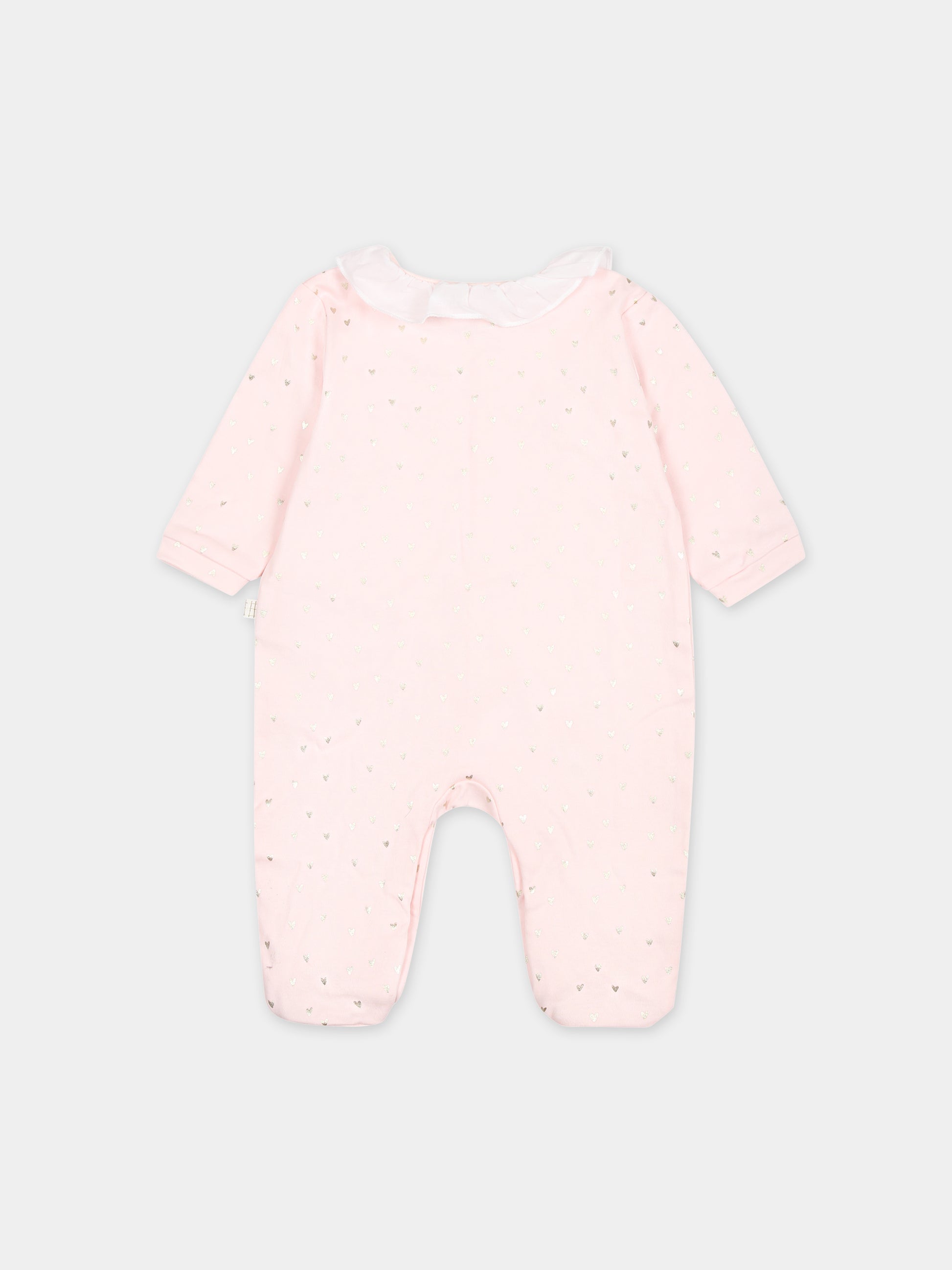 Tutina rosa per neonata con cuori dorati all-over,Carrement Beau,Y30025 43B