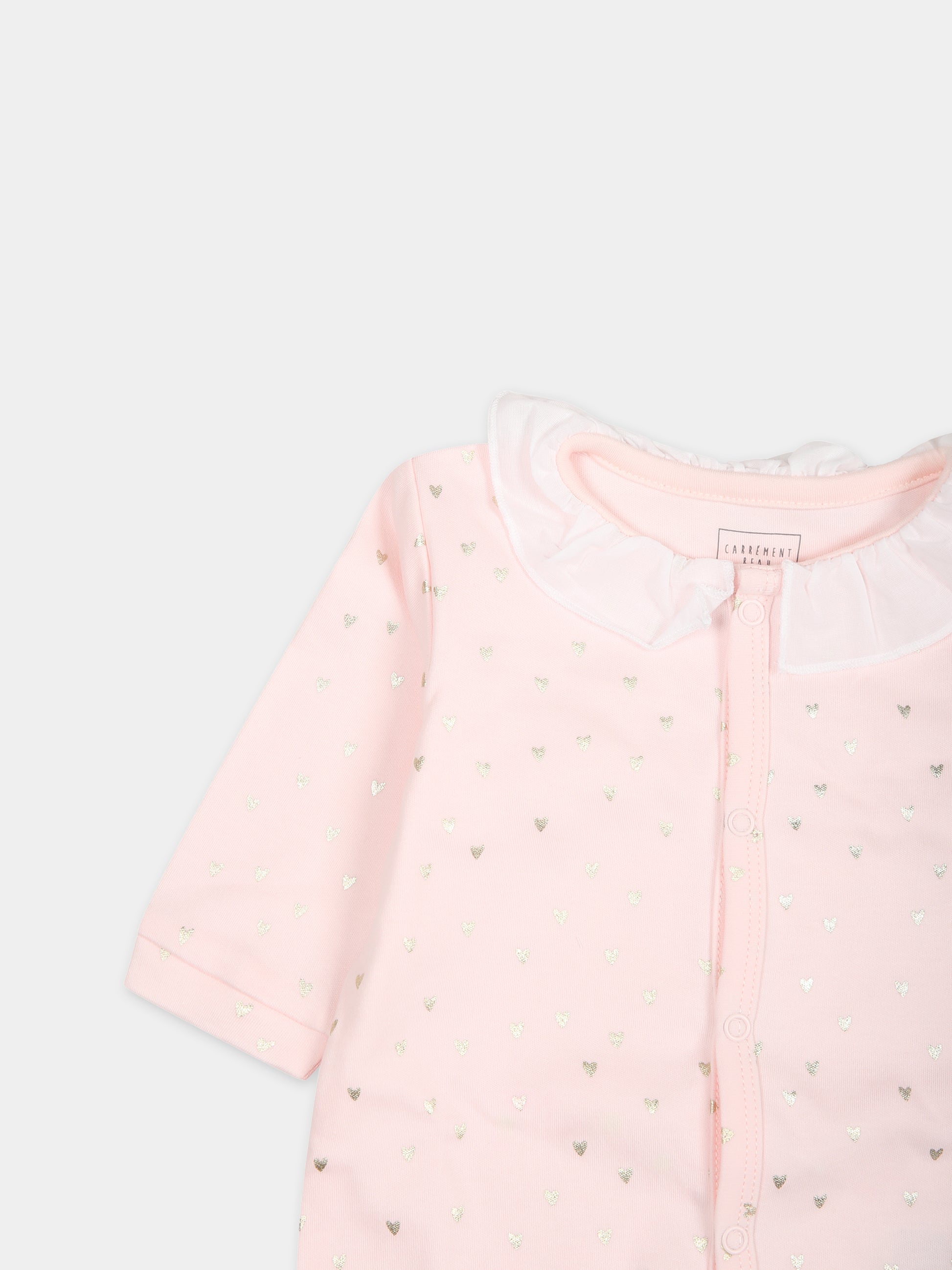 Tutina rosa per neonata con cuori dorati all-over,Carrement Beau,Y30025 43B