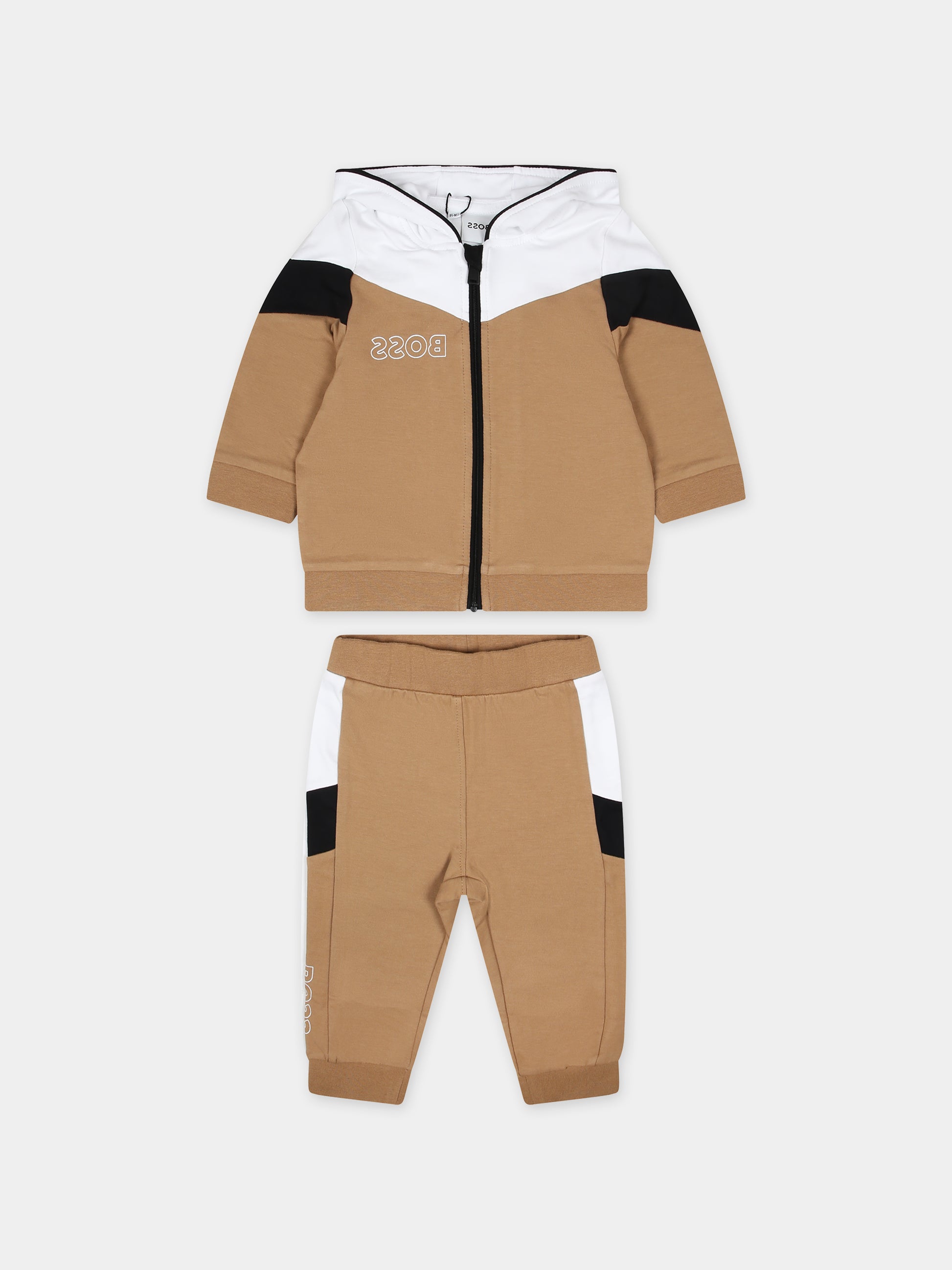 Completo beige per neonato con logo,Boss,J50901 269