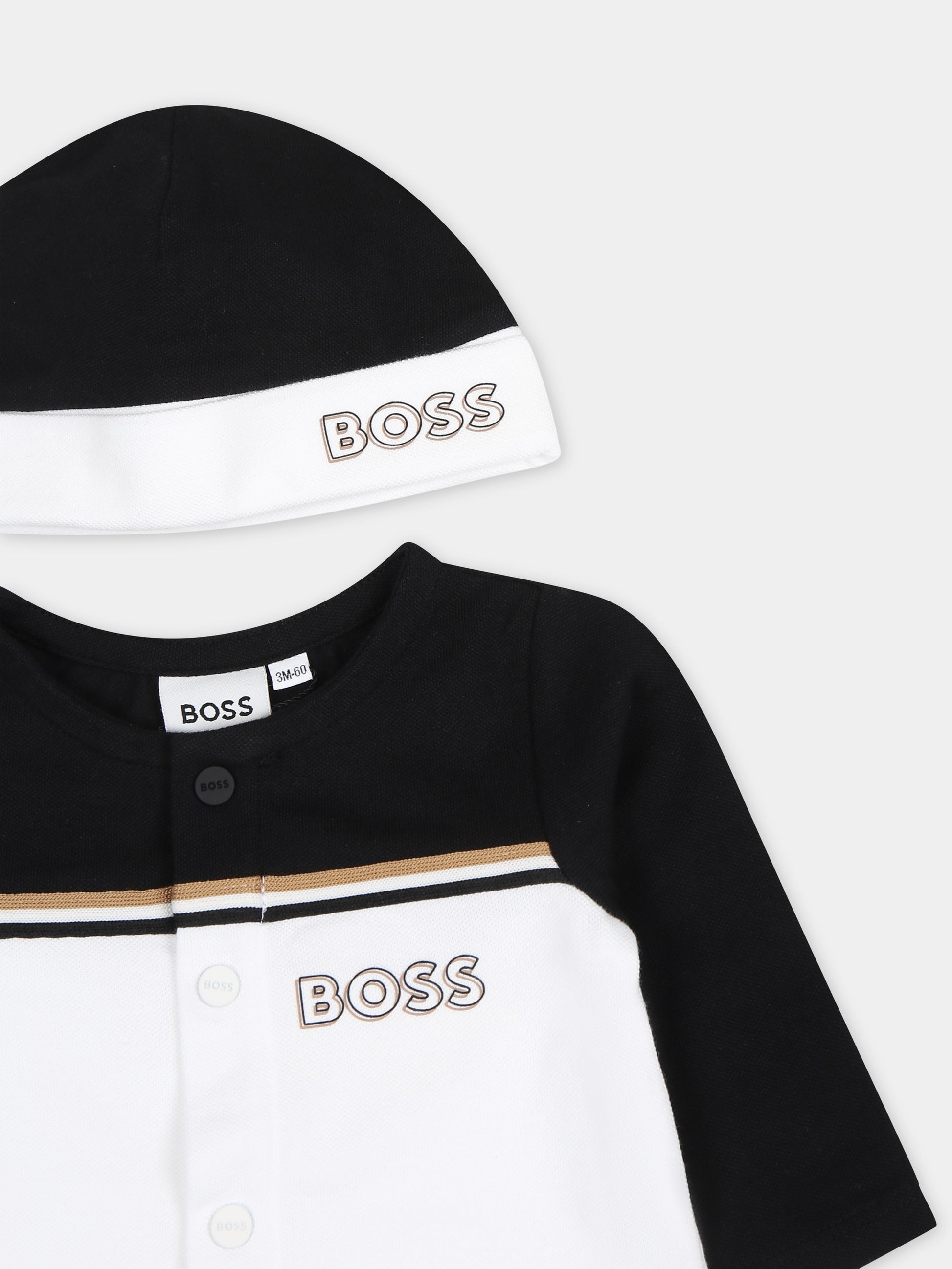 Set bianco per neonato con logo,Boss,J50794 10P